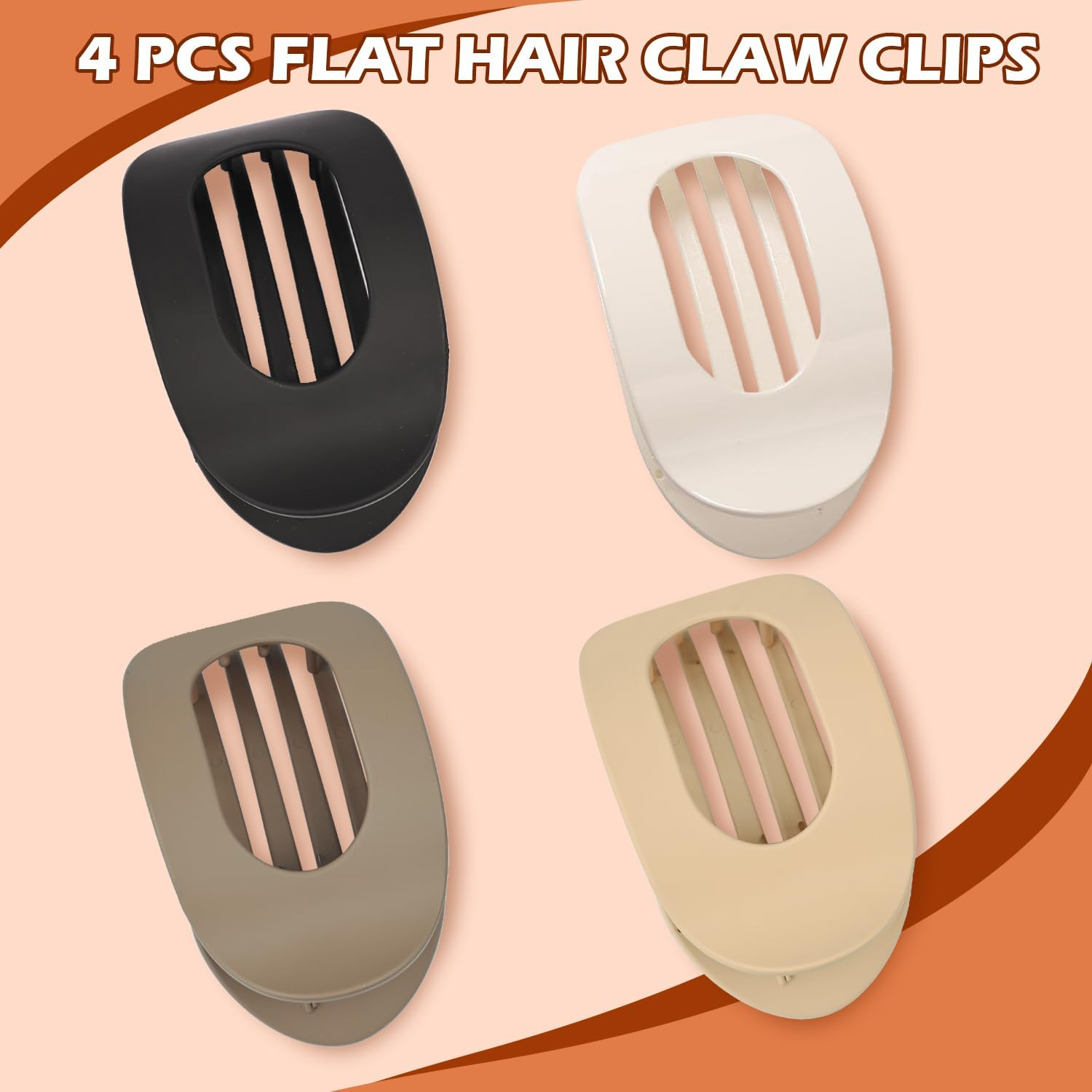 ARWIG 4 Pcs Flat Hair Claw Clips | Curved Womens Hair Clips | Lay Flat Hair Clip | Hair Accessories for Women | Flat Claw Clips for Thick Hair (Colour 2) image number 2