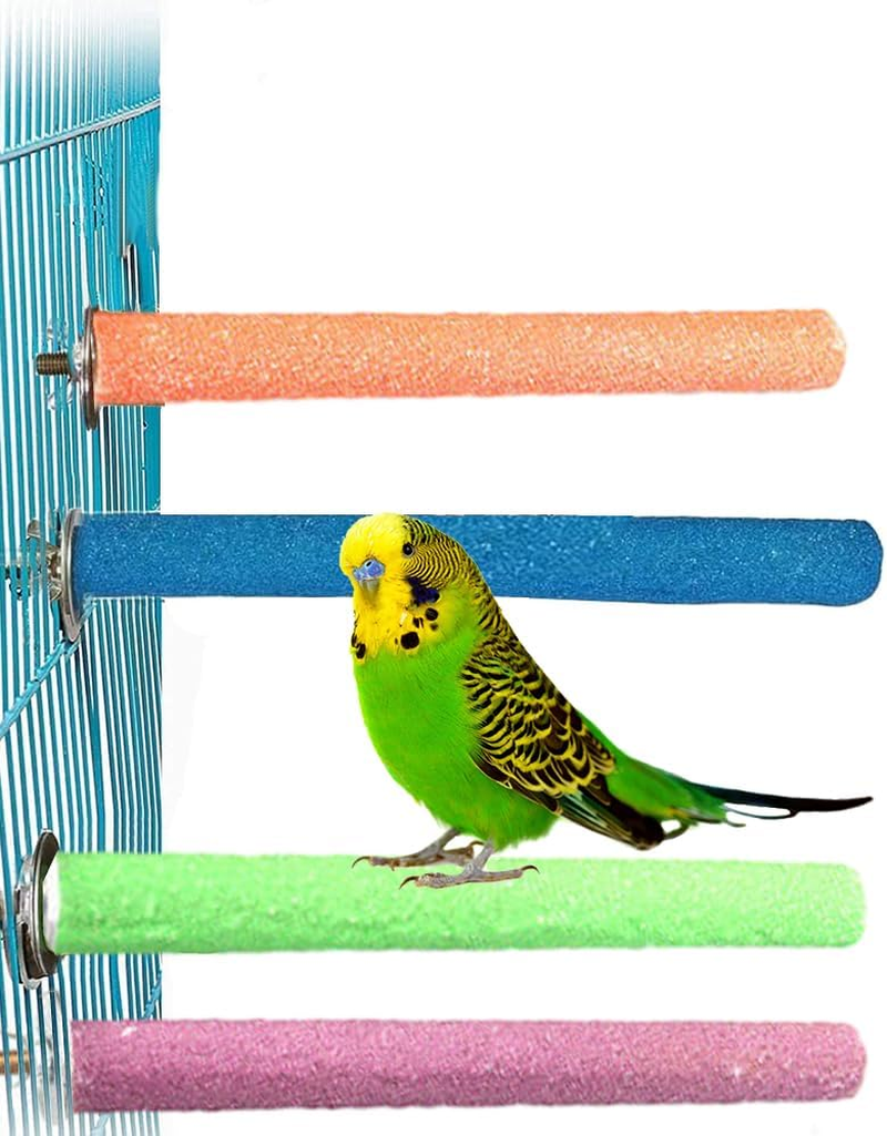 5 Sizes Colorful Pet Bird Cage Perches Stand Platform Chew Toy for Parrot Bites, Durable Emery Pet Bird Cage Accessories image number 5