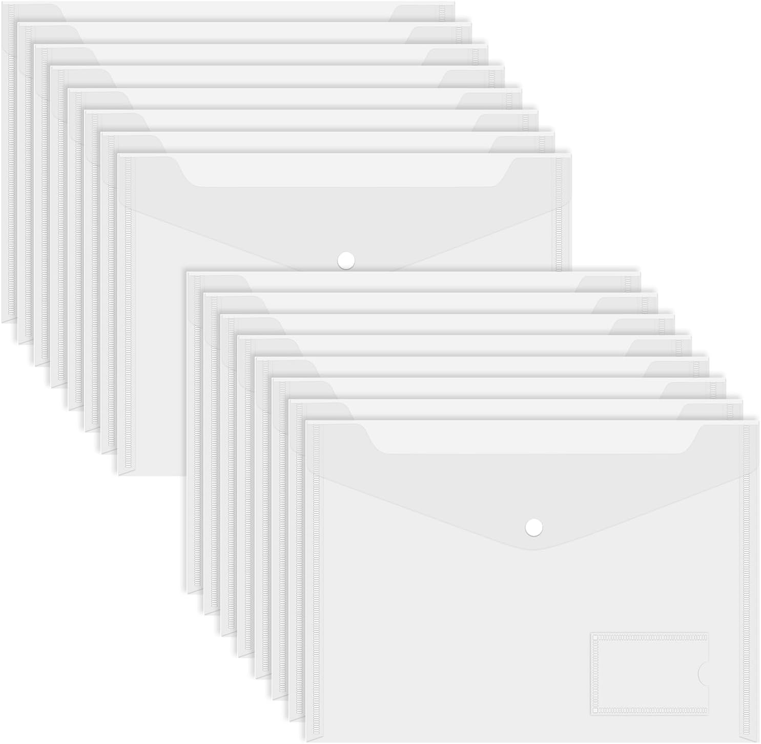 40PCS A4 Plastic Envelopes Filing Envelopes A4 Plastic Wallets Folder Clear Document Folders File Envelopes with Label Pocket Document Wallet with Snap Closure for School Home Office (White) image number 4