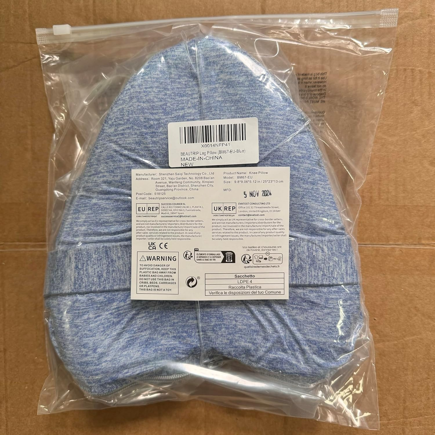 BEAUTRIP Leg Pillow | Ergonomic Side Sleeping Pillows | Memory Foam Knee Pillow with Strap for Side Sleeper | Leg Support Cushion with Removable and Washable Cover