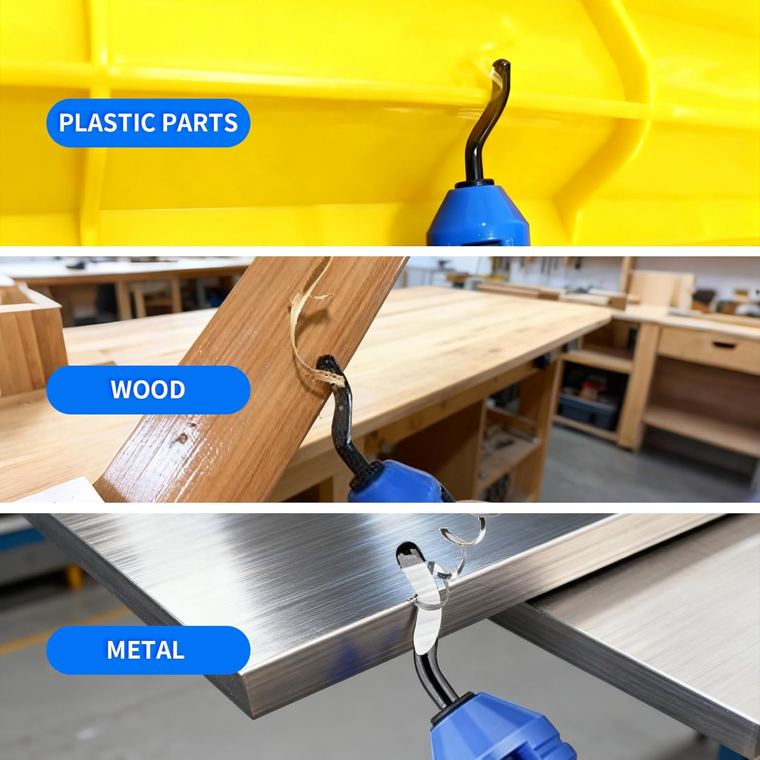 12Pcs Deburring Tool Kit, Manual Large and Small Deburring Tools, with 10 High-Speed Steel Rotating Replacement Blades, for Metal, Aluminum, Copper, Iron, Plastic Pipes, Resin, Pvc Materials image number 6