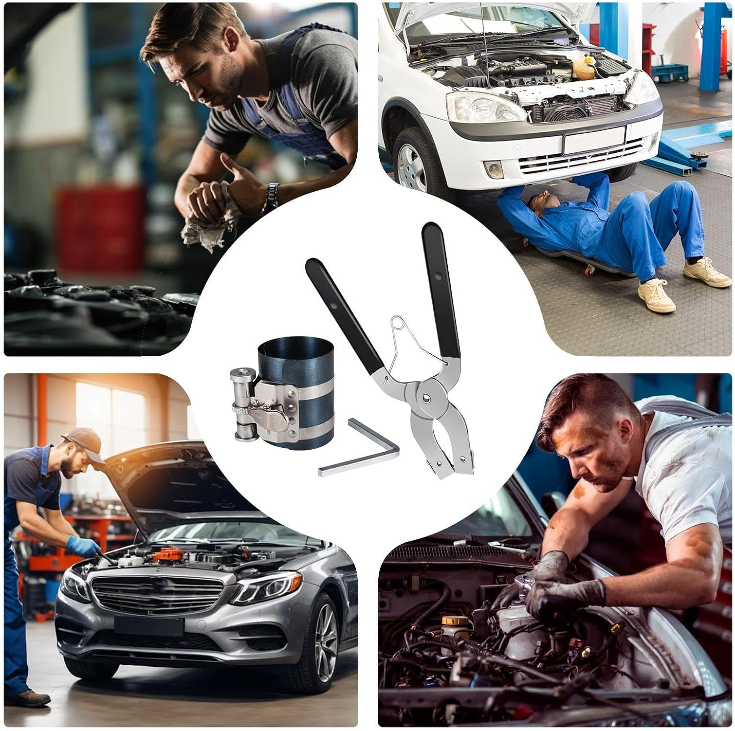 Piston Ring Tool, Installer Removal Kit, 7.5Cm, Car Repair Plier, Steel Engine Maintenance, Truck, Sedan Vehicle, for Automotive Workshop Equipment, Professional Mechanic Supplies image number 2
