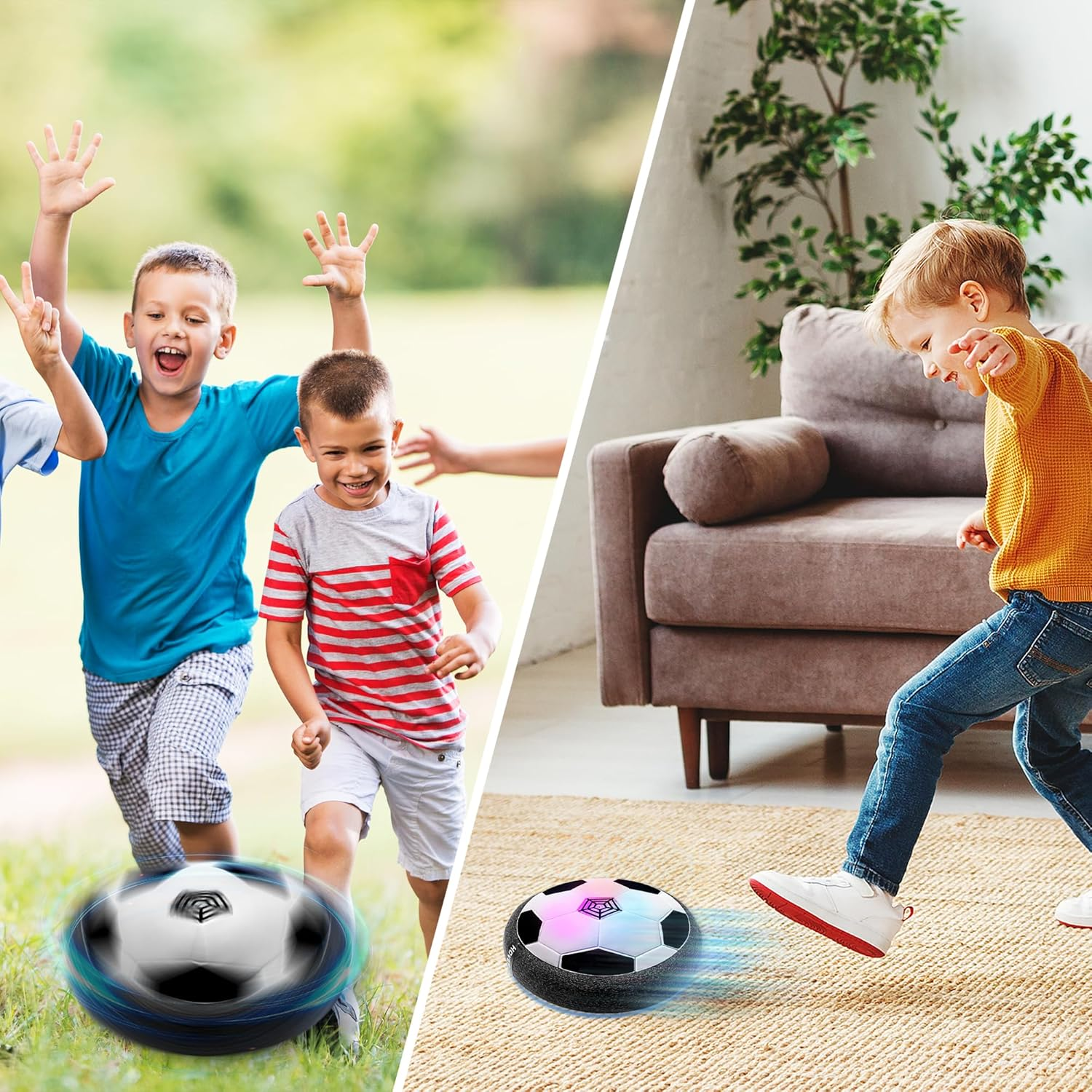 Hover Soccer Ball, Kids Toys for Boys Girls Age 3 4 5 6, Sport Indoor Outdoor Floating Soccer Boys Toys with Led Lights ＆ Foam Cushion, Football Game Birthday for 8-12 Year Old Boy Gift