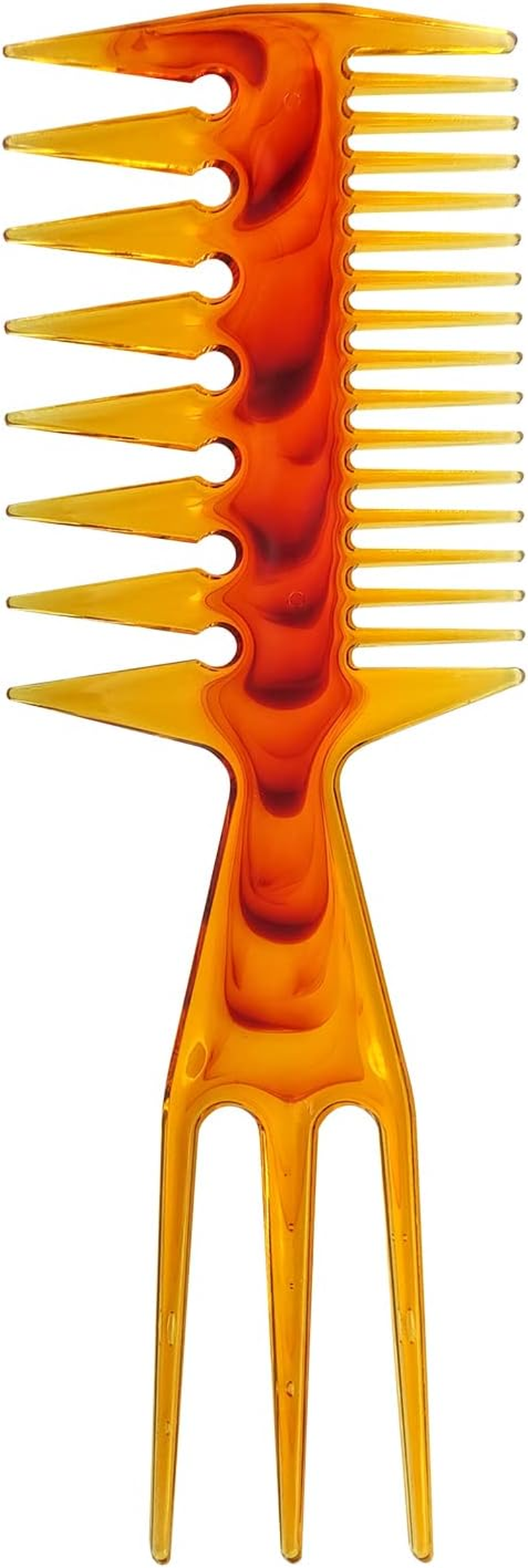 Losaria Hair Pick Comb, 3 in 1 Fish Tail Bone Shape Professional Stylist Comb, Amber (Hairdressing Salon, Home Personal Application, All Kinds of Hair Styling)