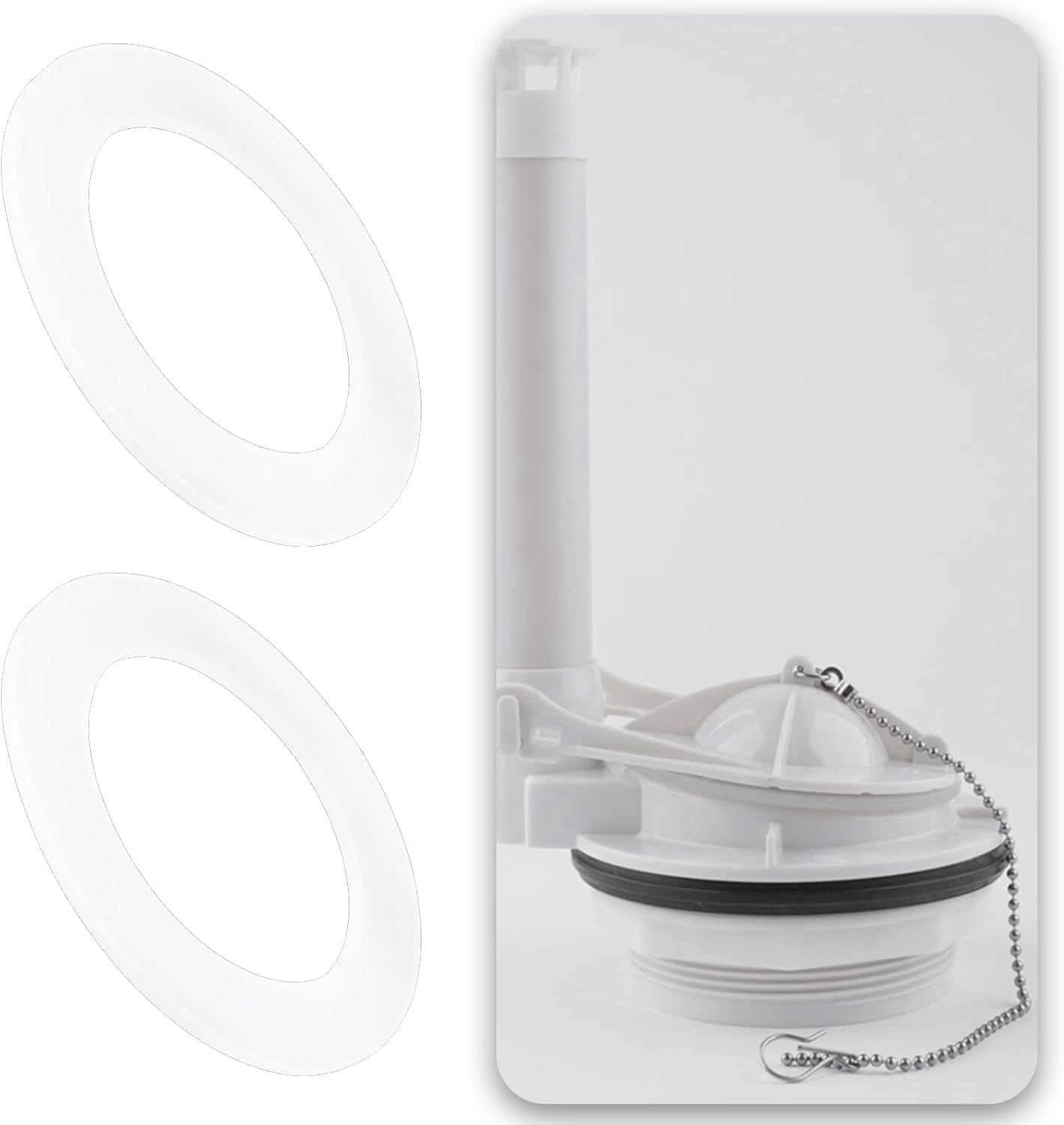 2 Pcs Silicone Flushing Valve Base Sealing Gasket Toilet Water Tank Seal 80X54X3Mm Compatible with Toto THU440-A THU451 10A-A White image number 4