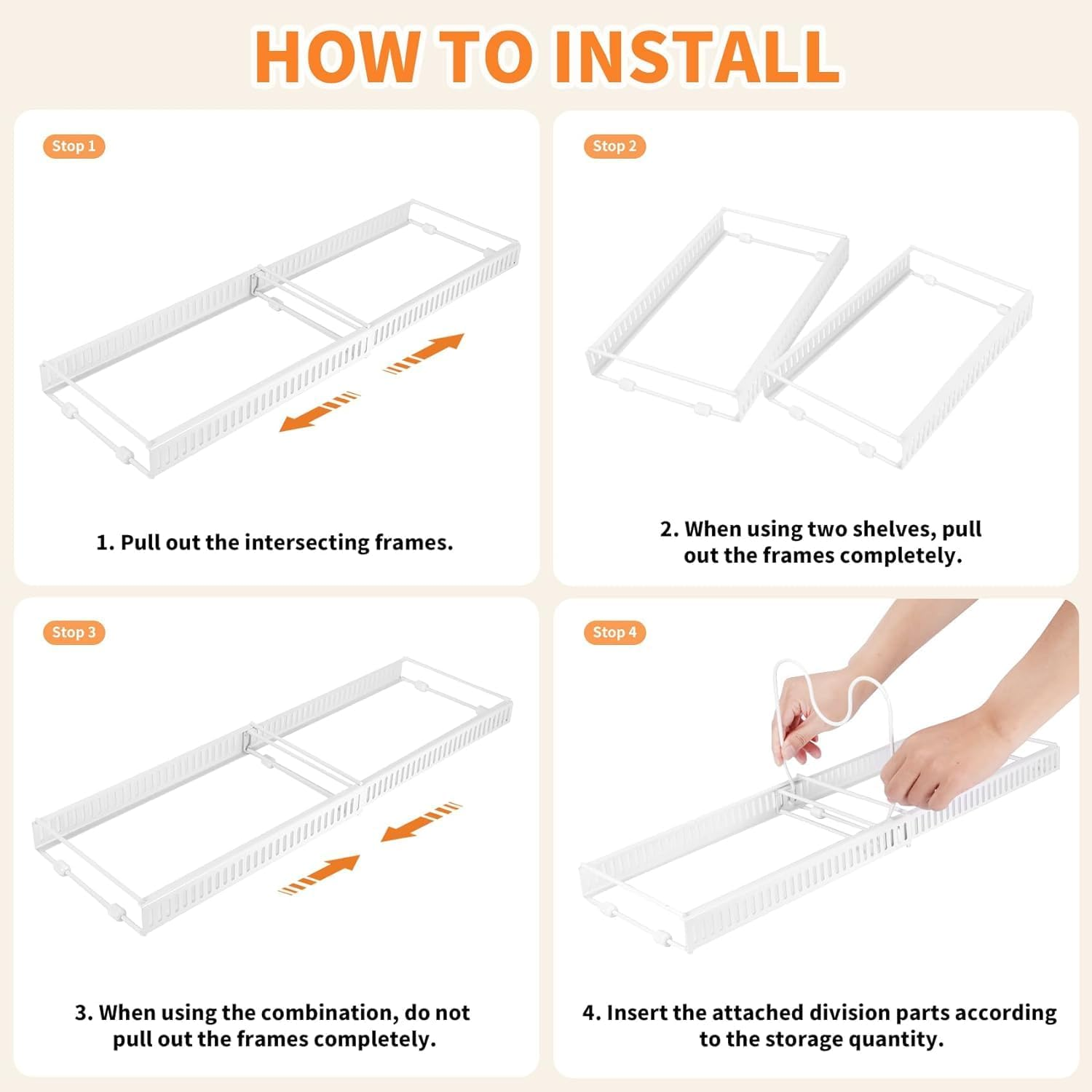 Yharnamite Expandable Pans Organizer Rack, Pot Lid Holder with 10 Adjustable Compartments, Expandable Cookware Rack, Kitchen Organisation Pot Rack for Kitchen Cabinet Organizers and Storage (White) image number 5