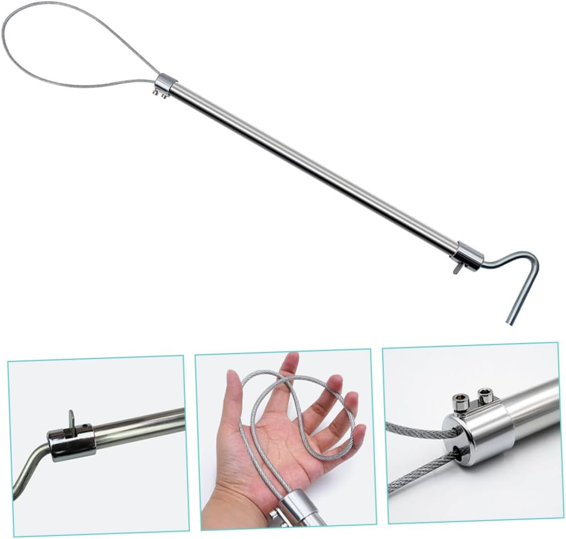 Portable Stainless Steel Pig Catch Pole Farm Supply with Reinforced Rope Lock Convenient Lightweight Livestock Handling Tool for Easy Animal image number 5