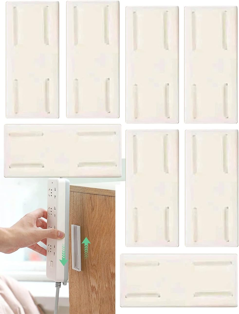 8 PCS Self-Adhesive Desktop Socket Fixers, Adhesive Punch-Free Socket Holders, Holder Fixers, Wall-Mounted Power Strip Holders Mounts, Socket Organizers, Socket Fixers for Kitchen Home Office (White) image number 3