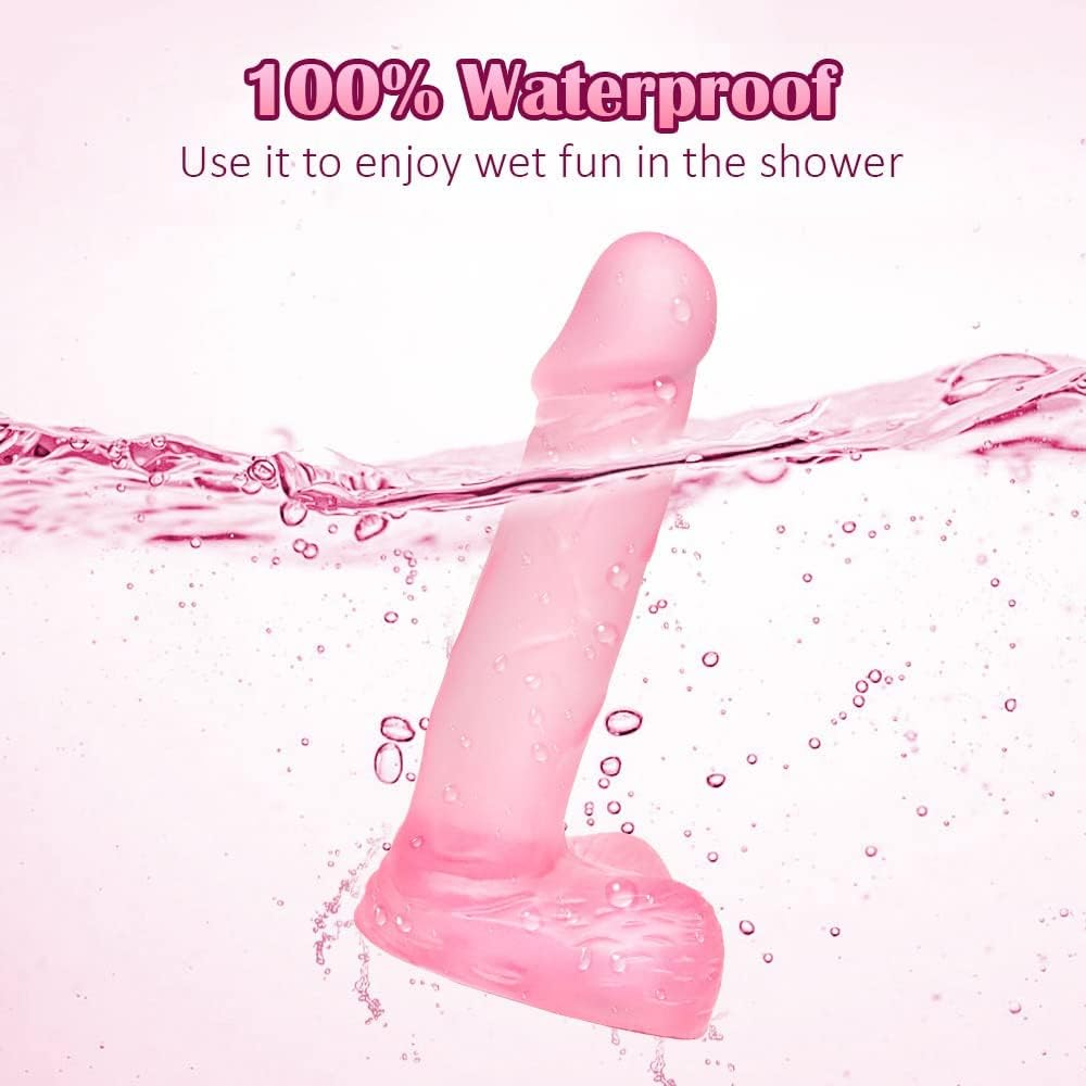 4 Inch Silicone Realistic Suction Mini Dildo,Beginner Plug,Soft Dildo with Curved Shaft and Balls,Sex Toy Women Men Couples.Experience Multi-Purpose Mini Style (Pink) image number 5