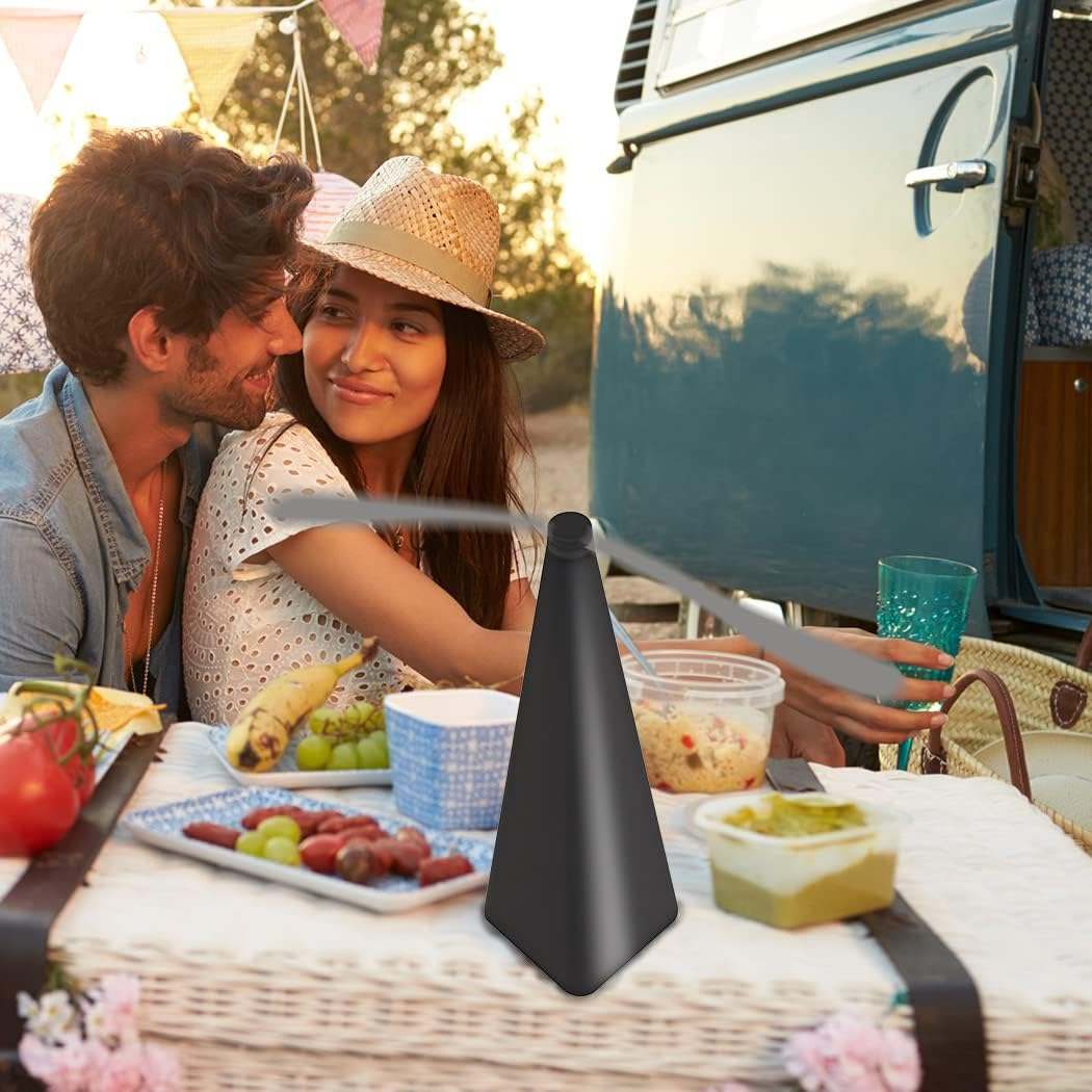 Lambu Fly-Free Entertaining Chemical Trap Repellent Fly Fan, Indoor Outdoor Home, Natural Bug Deterrent, Soft Stop Blades, Cord-Free & Chemical-Free, Quiet Operation(25.5Cm X 9Cm X 9Cm, Black) image number 4