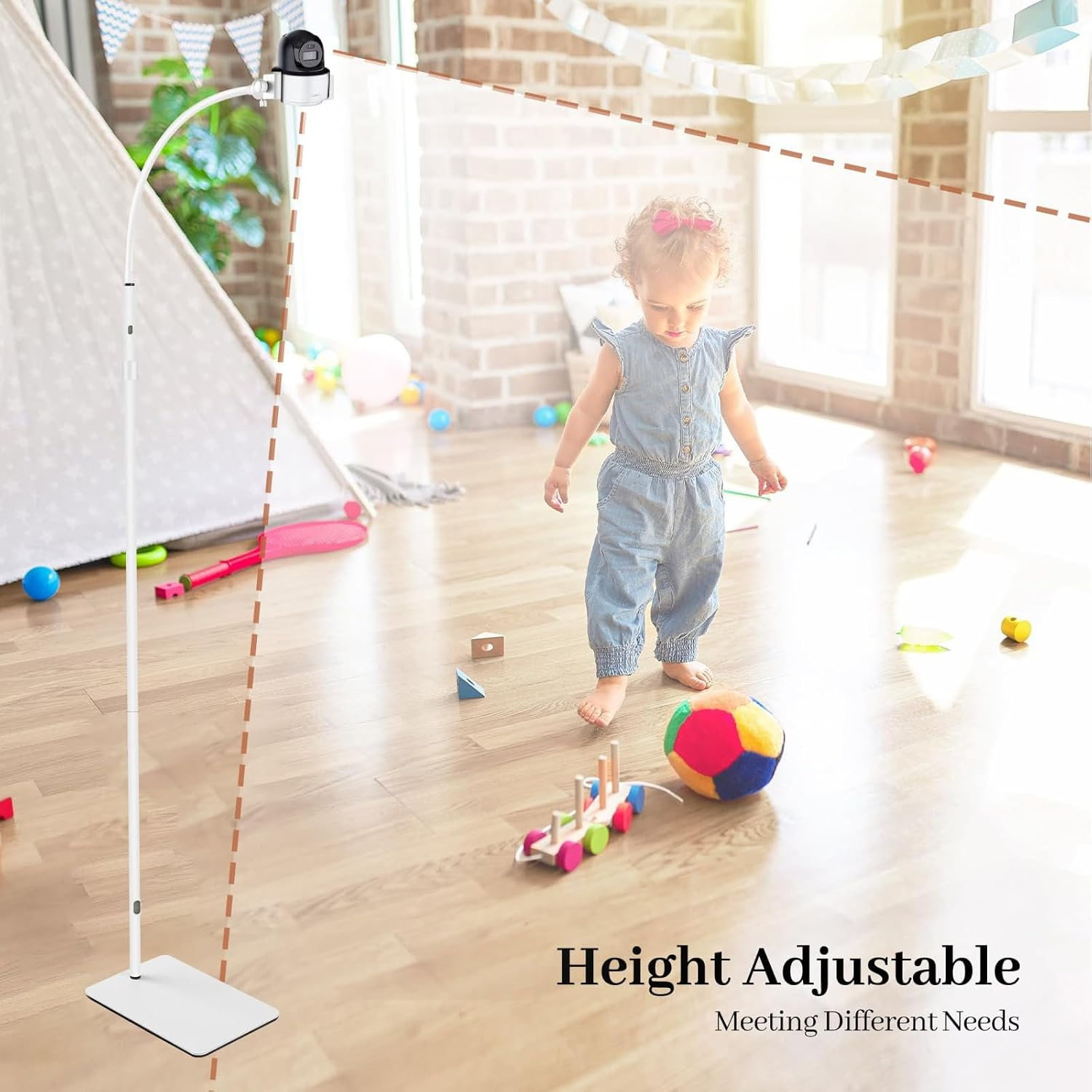 Baby Monitor Floor Stand Holder Compatible All Cameras Secure Baby Monitor Mount for 1/4'' Screw，Height Adjustable & Universal & Flexible Mount Secure Camera Keep Away from Touching image number 6