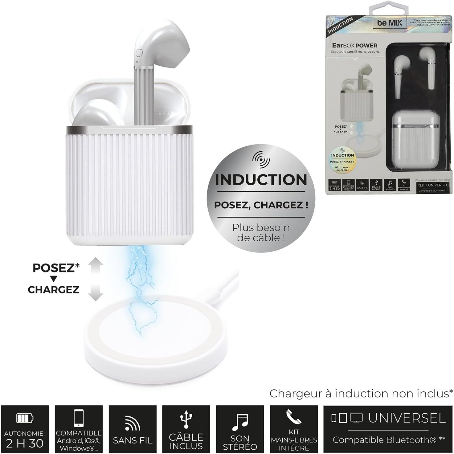 Bluetooth Earbox Power Induction 2H30 Battery Life White image number 4