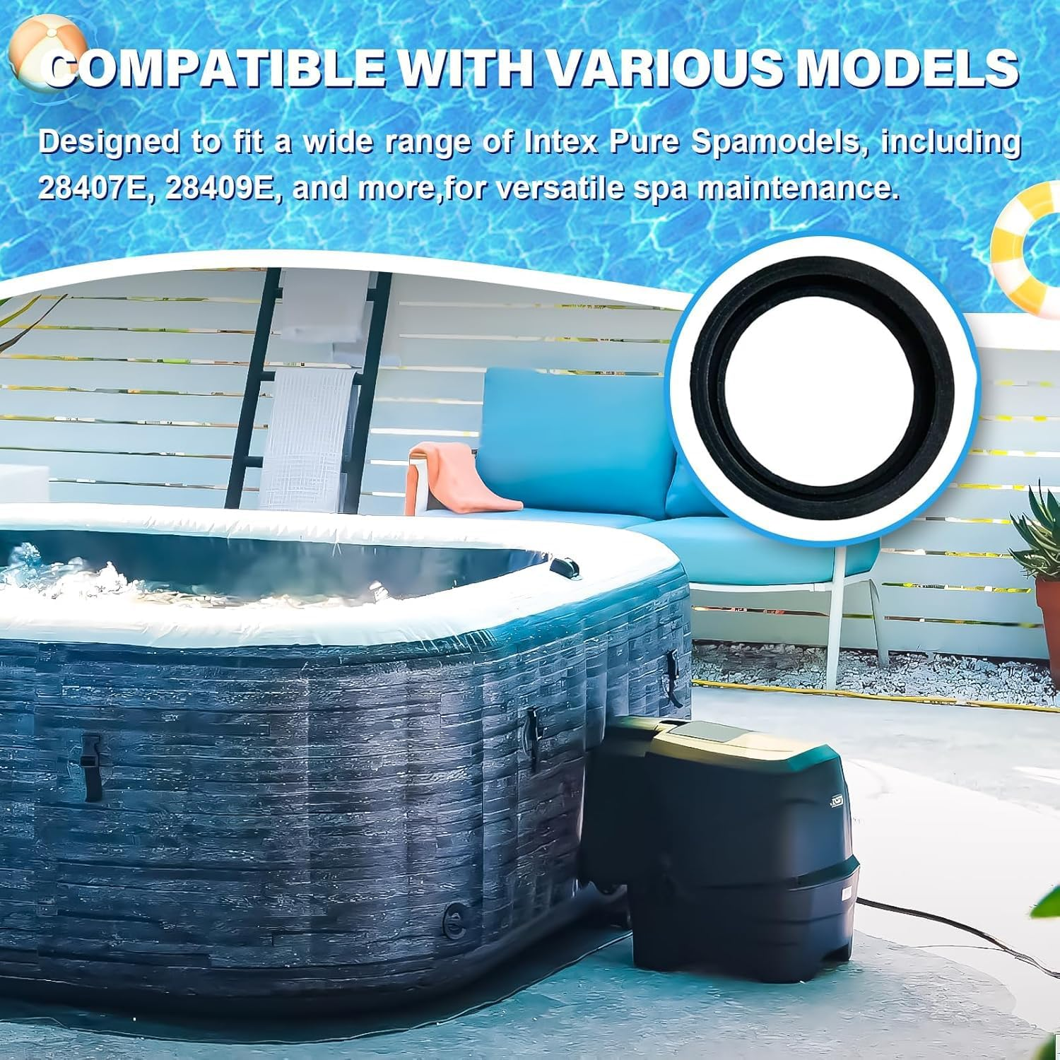 4Pcs Inlet Outlet Gasket Set Fits Intex Pure Spa, Prevents Leaks with Seal between Plugs, Seals for Easy Spa 11699 Seamless Water Flow Spa Plug Seal Replacement image number 2