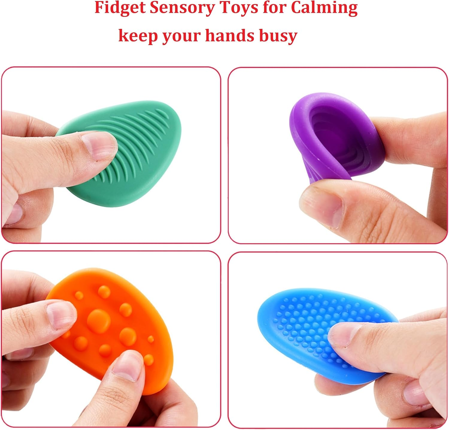 Sensory Fidget Toys Stone for Kids, 6 PCS Textured Soft Worry Stone for Autism Kids Calming Down, Fidget Stress Toys for Student Anxiety Relief,Small Prize image number 3