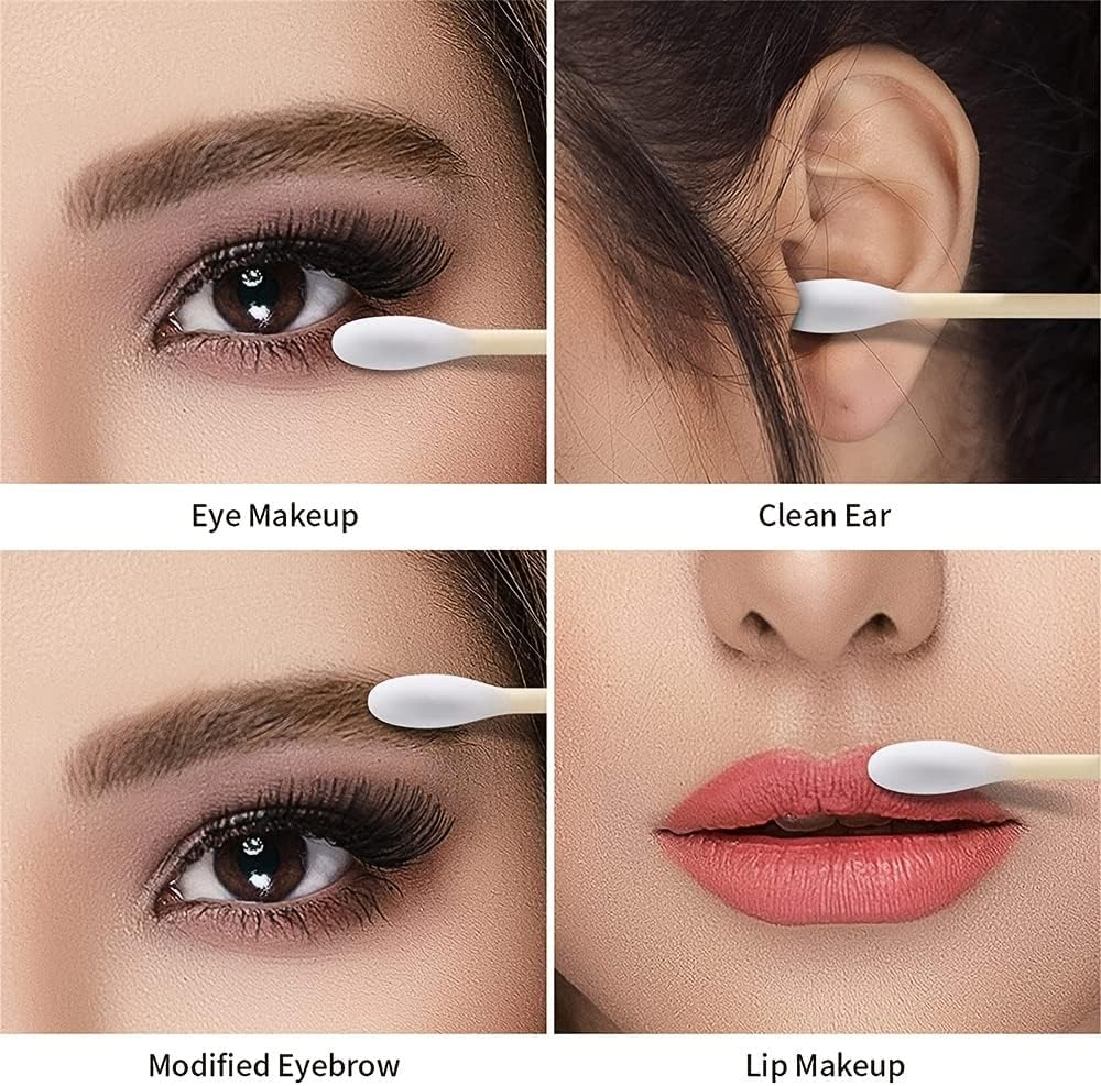 2000 Pcs Premium Cotton Swabs Natural Cotton Buds Biodegradable Organic Double Tips for Ear Wax Removal (200Pcs,Pink) - Black image number 5