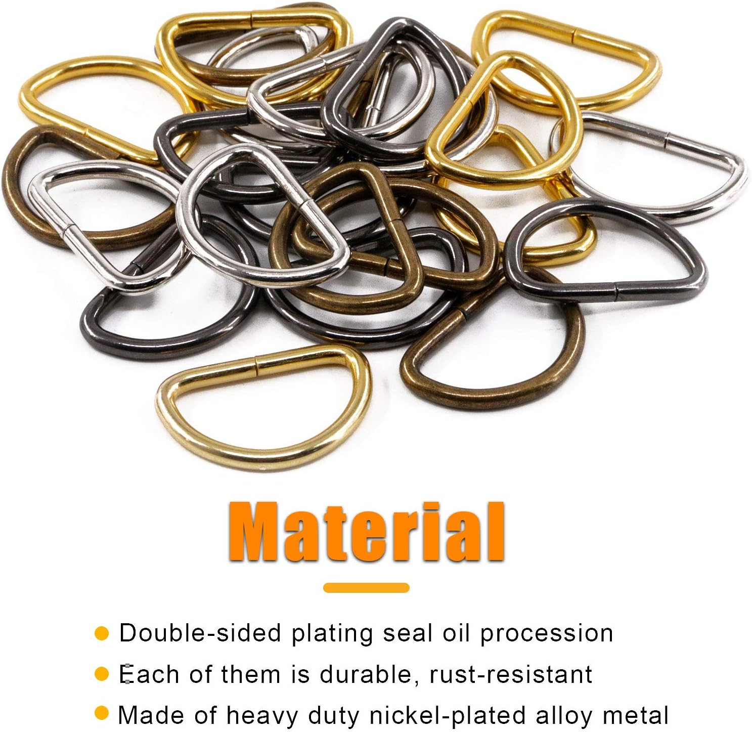 Rustark 1Inch/25Mm Metal Belt Buckle Hardware Assortment Webbing Strap Loops Clasp for Belt Craft Project DIY Accessories image number 3