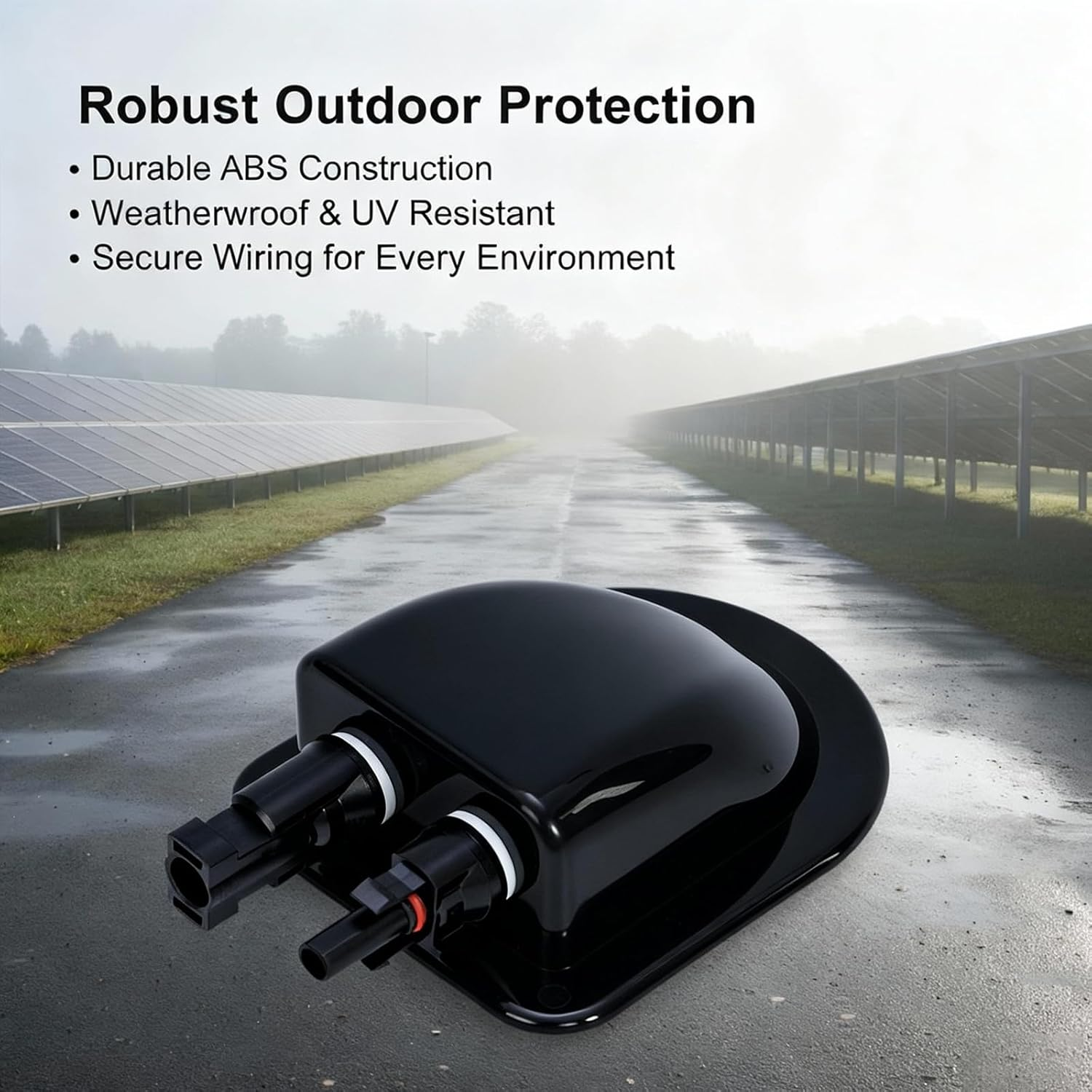 FARLINK Waterproof Solar Cable Box, ABS Solar Double Cable Entry Gland, IP68 Junction Box for Solar Panels, Boats, Yachts, Roofs (Black) image number 3