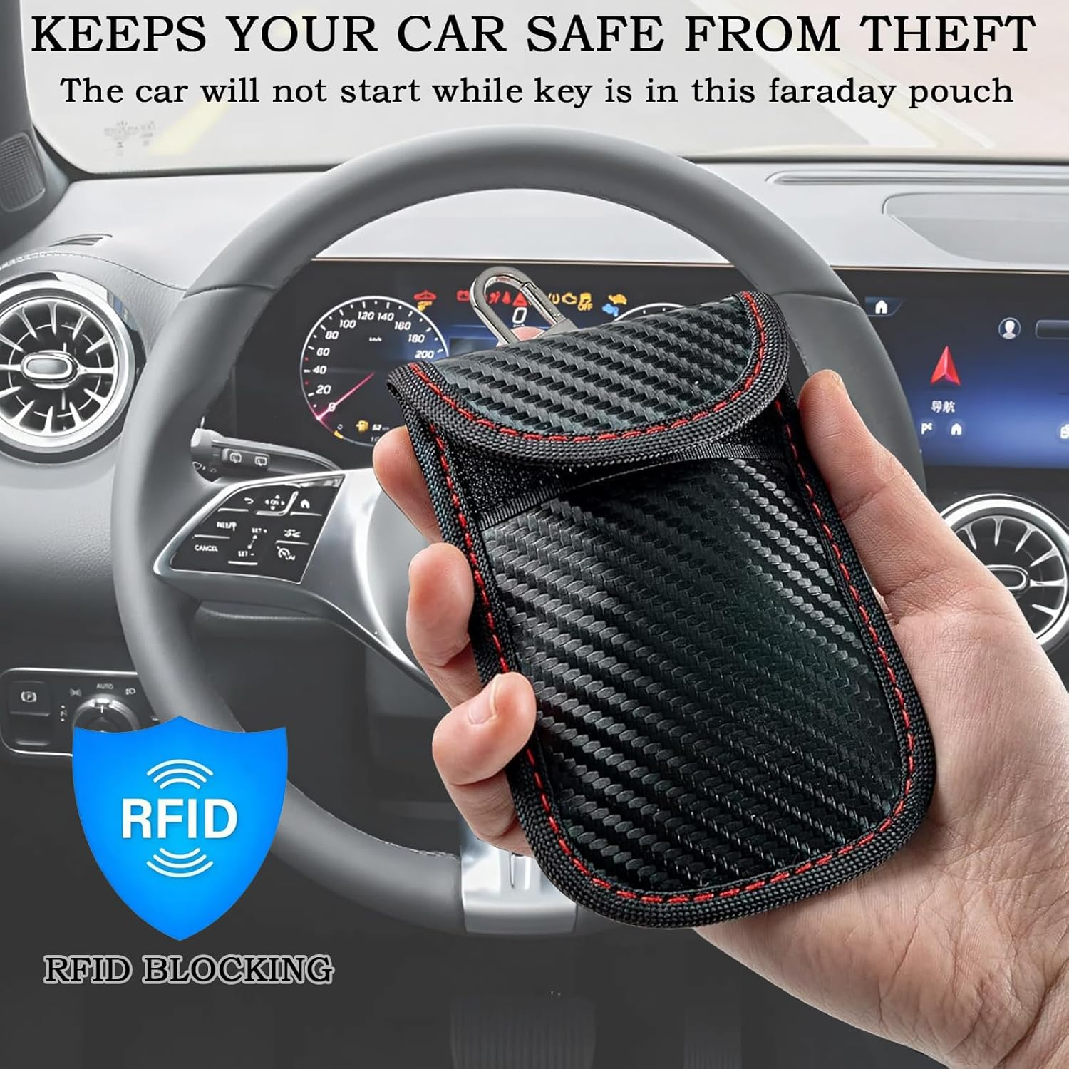 Faraday Pouch for Car Keys,Car Key RFID Signal Blocking Pouch with Keyring,Waterproof Faraday Bag Key Fob Protector,2 Pack image number 5
