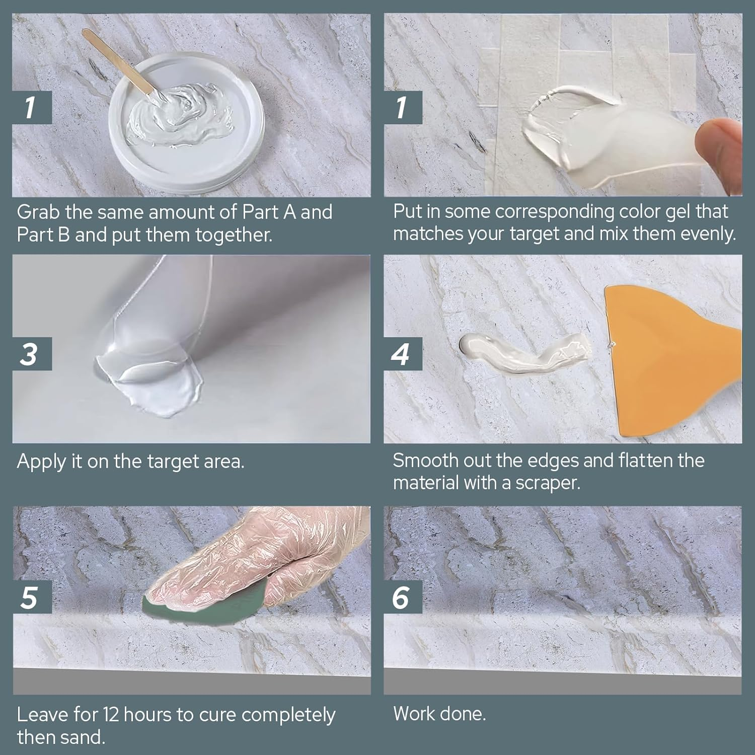 Marble Repair Kit & Quartz Countertop Chip Repair Kit, Tiles Repair Kit, Suitable for Granite, Marble, Quartz Stone, and Other Stone Surface Crack Quartz Chip Repair Kit image number 1
