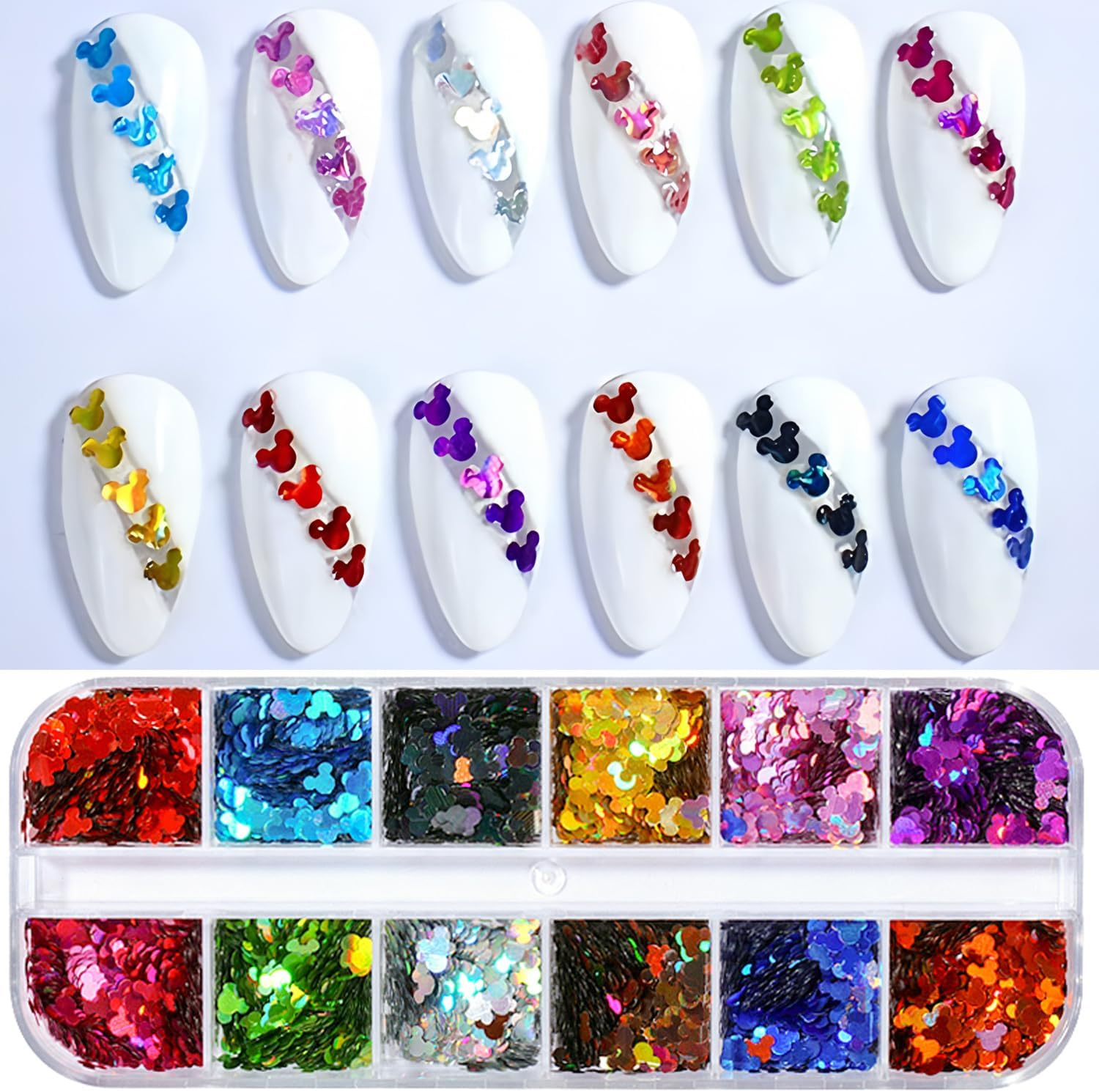 12 Colors Cute Nail Glitter Sequins Nail Art Supplies 3D Holographic Nails Glitter Flakes Glitter Nail Art Stickers Decals Shiny Confetti Glitters Nail Designs for Acrylic Nail Art Decoration image number 5