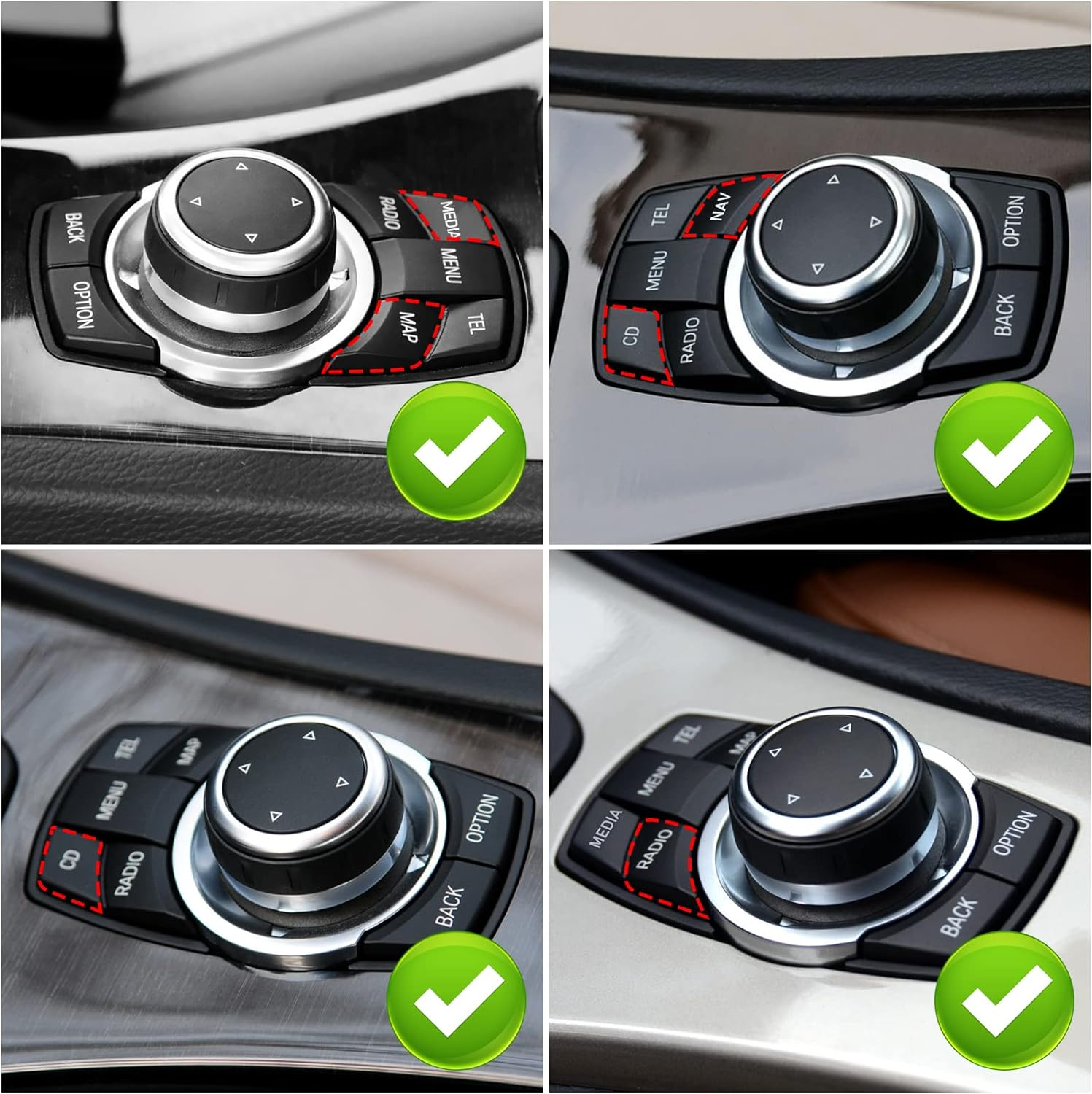 Jaronx Compatible with BMW Idrive Buttons, for BMW Idrive Controller Knob Multimedia Button Replacment for 1' E81 E82 E88/3' E90 E92 E93/5' E60 E61/6' E63 E64/X1 E84/X5 E70/X6 E71 (8PCS Set) image number 2