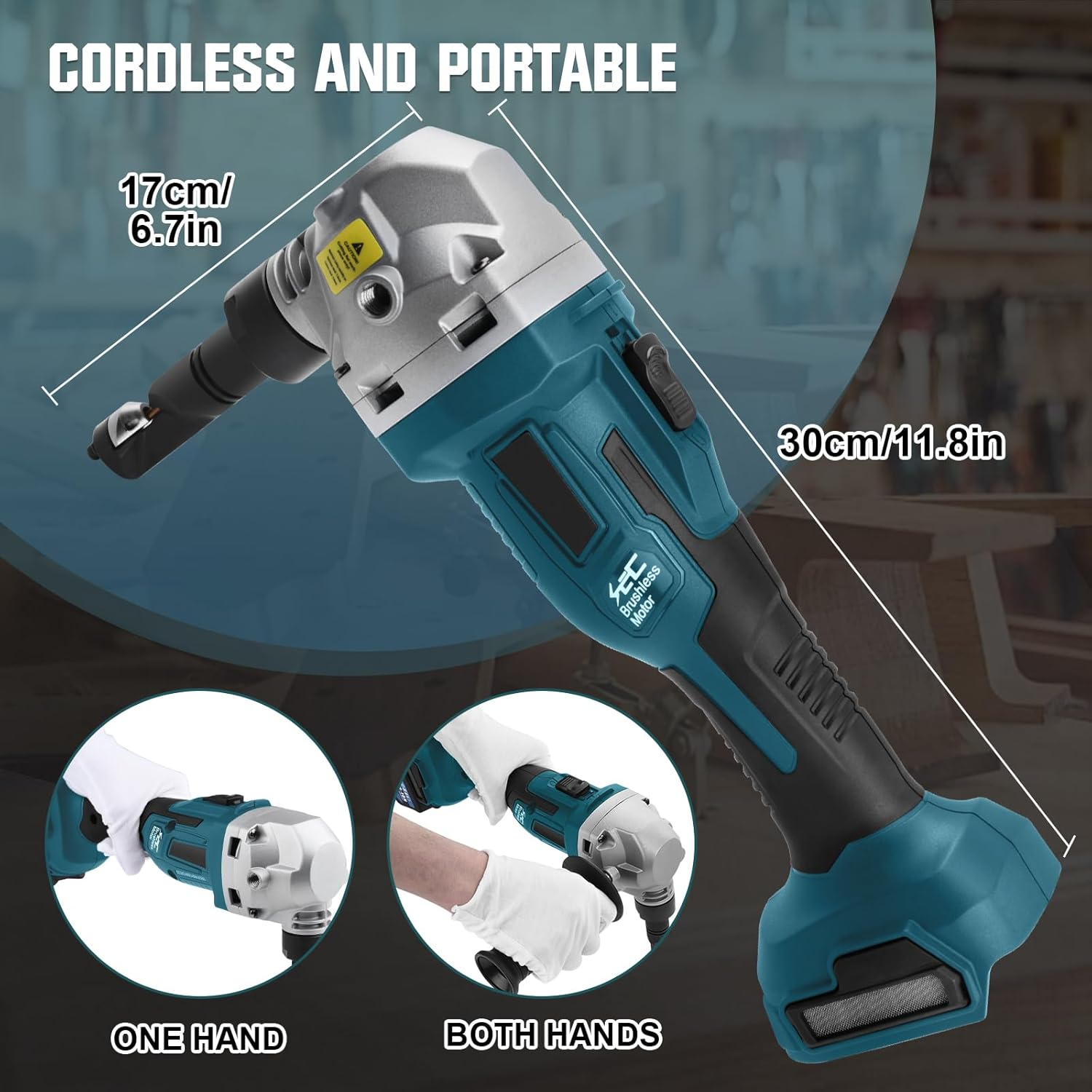 Cordless Metal Nibbler for Makita 18V Battery, 800W Sheet Steel Cutter with 2200RPM Brushless Motor, 360 Degree Rotating Blades for Cutting Stainless Steel, Aluminium, Plastic (Battery Not Included) image number 1