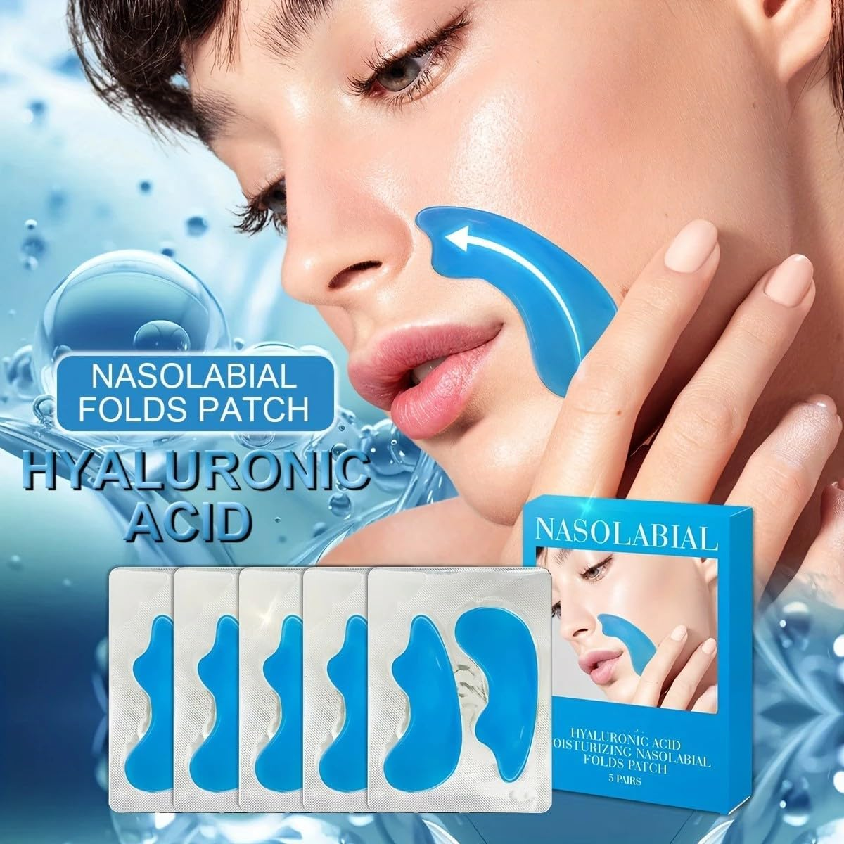 Moisturizing Nasolabial Folds Pads Skincare 10 Patches for Smile Lines Elasticity Wrinkle Reduction Women'S Cosmetics image number 1