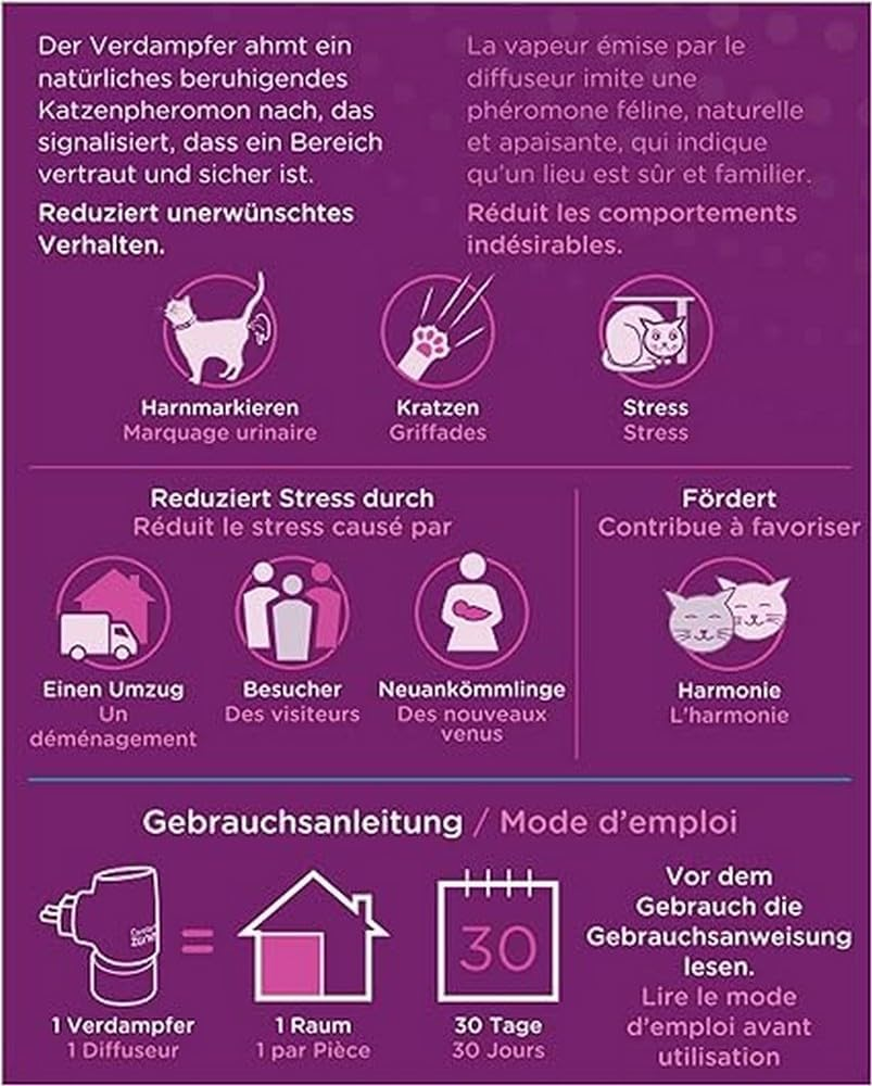 Eco Pack of 4 Refills for Comfort Zone Diffuser (120 Days) &ndash; Pheromones: Reduces Stress, Urinary Marking, Scratching and Other Problematic Behaviors. image number 6