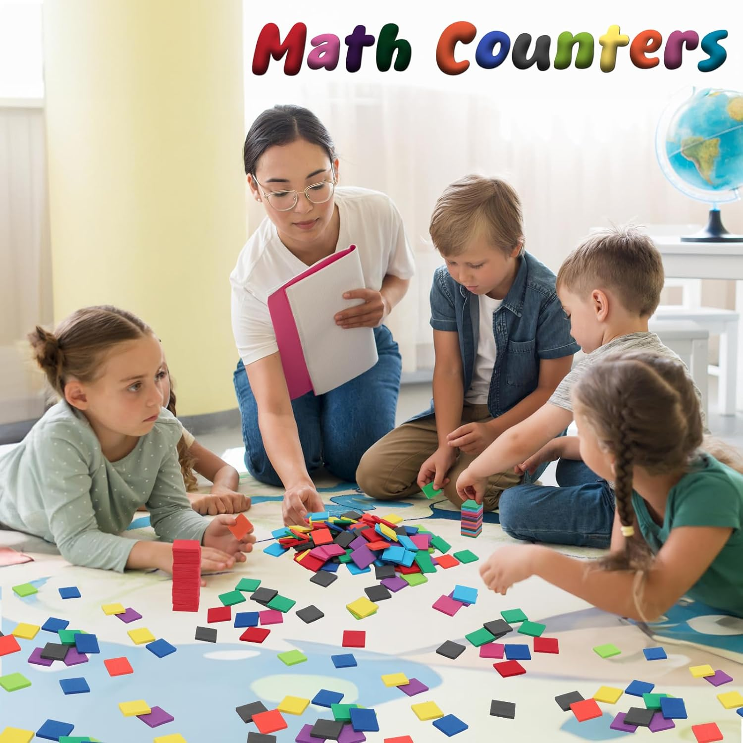 Coopay 500 Pcs Foam Square Color Tiles, Math Counters, Sorting Colored Foam Squares Math Counting Manipulatives, Game Tokens, Bingo Chips, Classroom Crafts for Kids Learning Development Toys image number 6