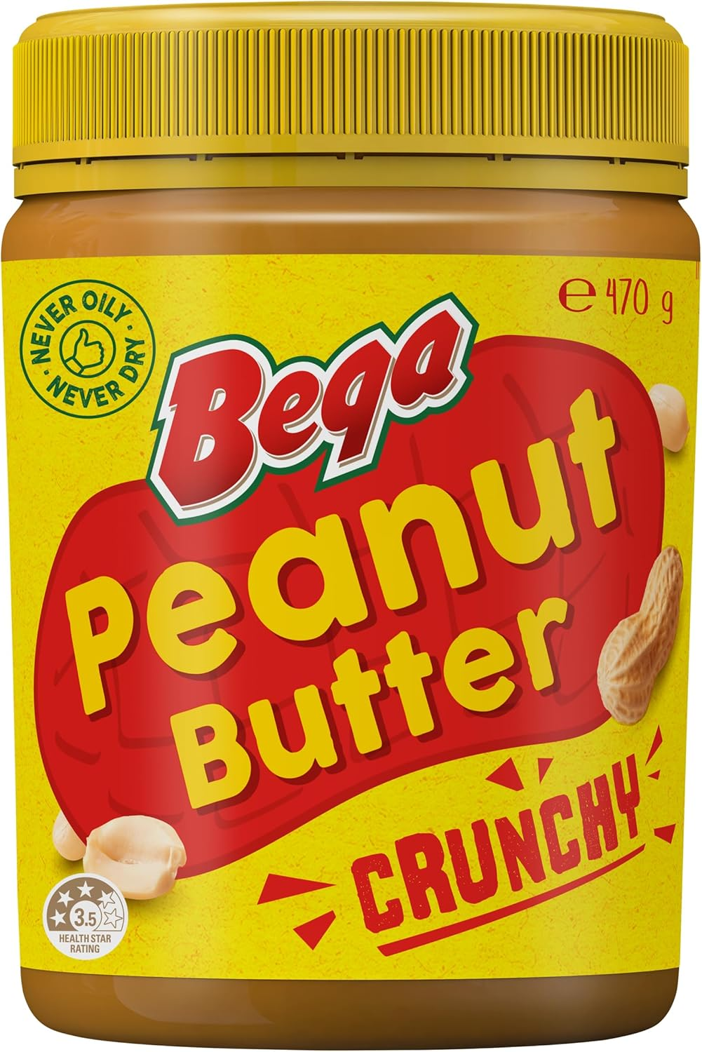 Bega Crunchy Peanut Butter, 470G image number 2