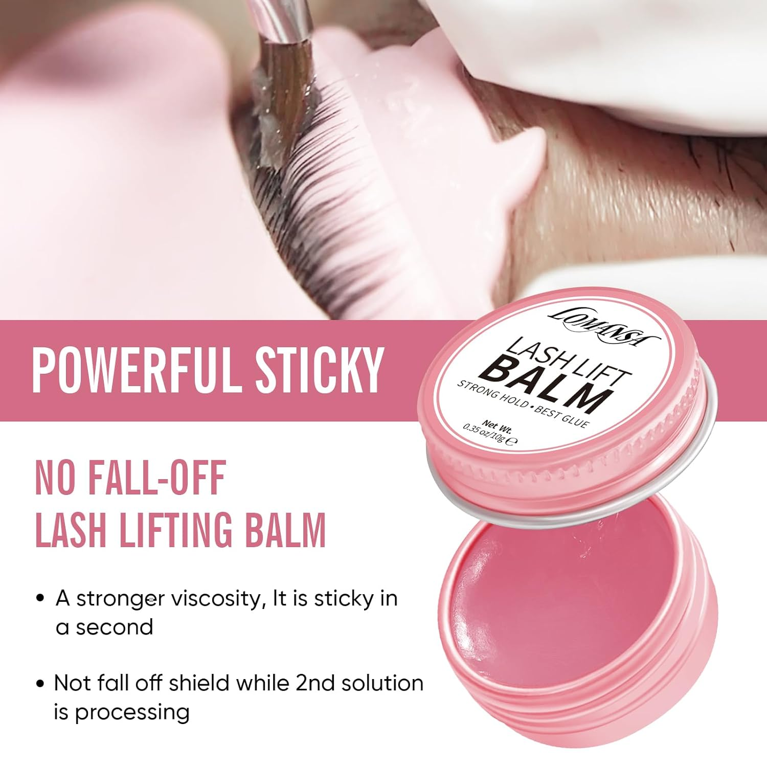 Lomansa Lash Lift Glue Eyelash Glue Balm Fruit Flavor 2 in 1 Lifting Curling Adhesive for Lash Perm Kit - Peach - Pink01 image number 6