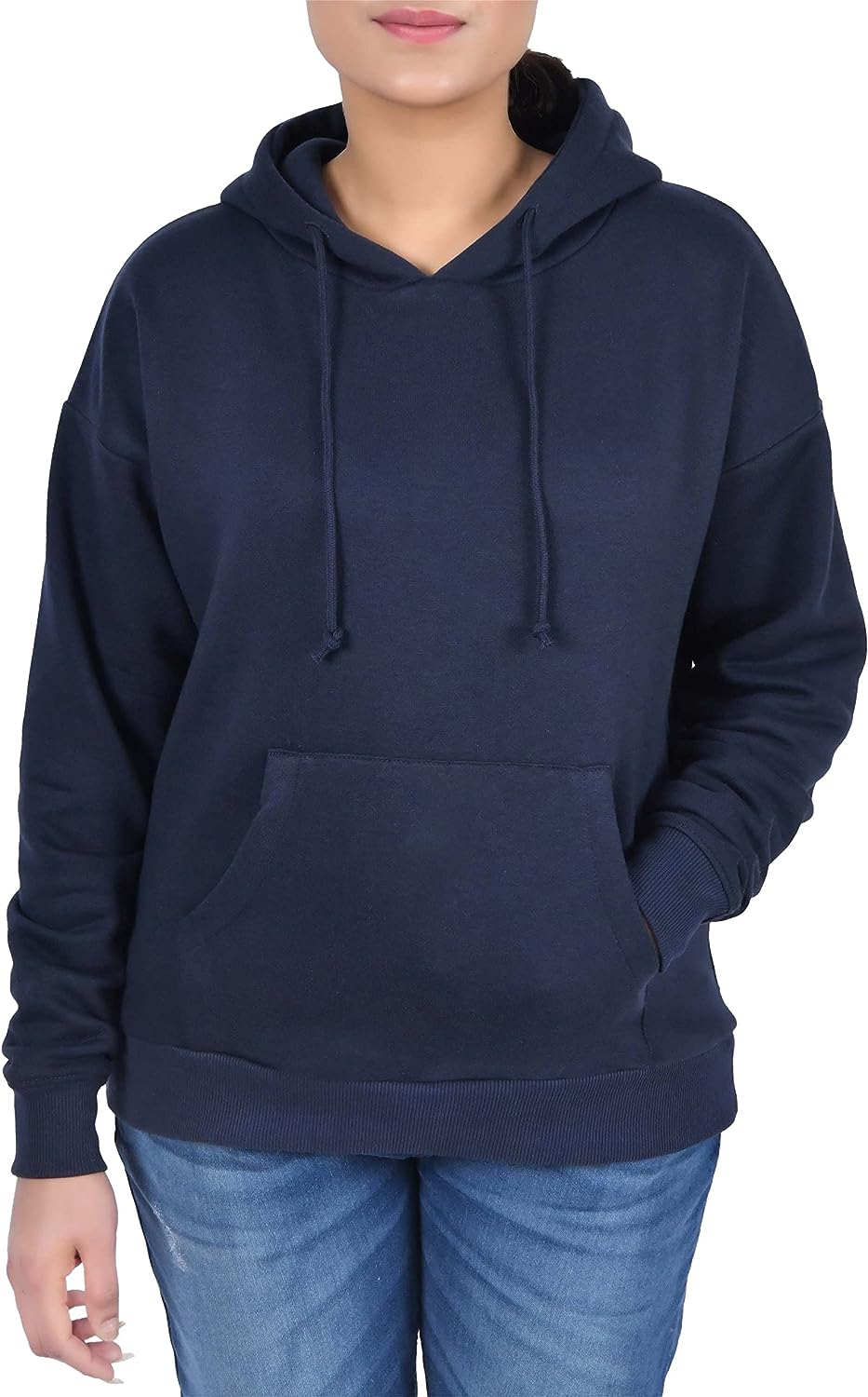 Sleepdown Essentials Long Sleeves Pullover Womens Fleece Hoodie | Lightweight Standard Fit Hooded Sweatshirt image number 3