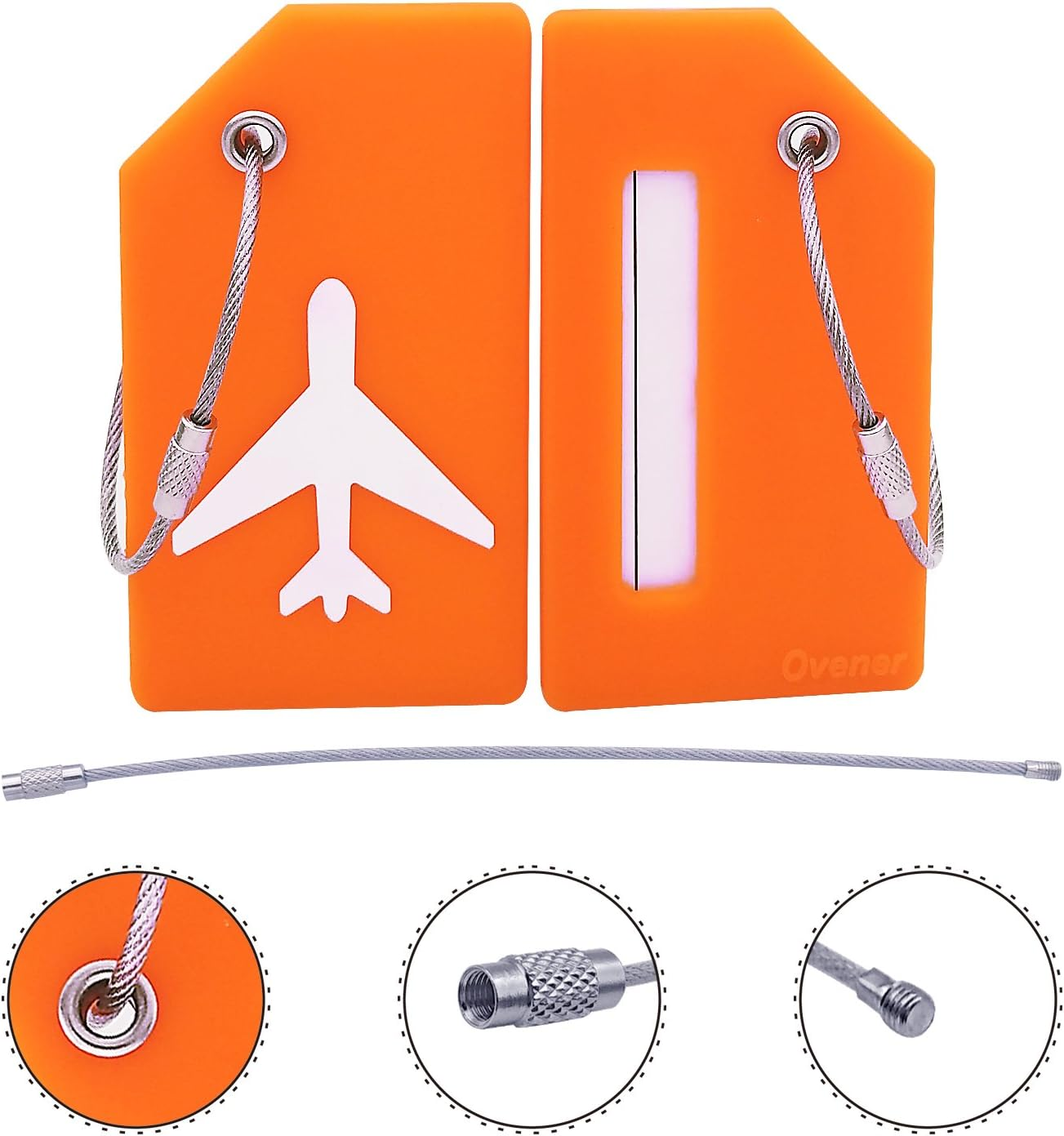 Silicone Luggage Tag with Name ID Card Perfect to Quickly Spot Luggage Suitcase (Plane 2Pcs Orange) - Blue image number 1