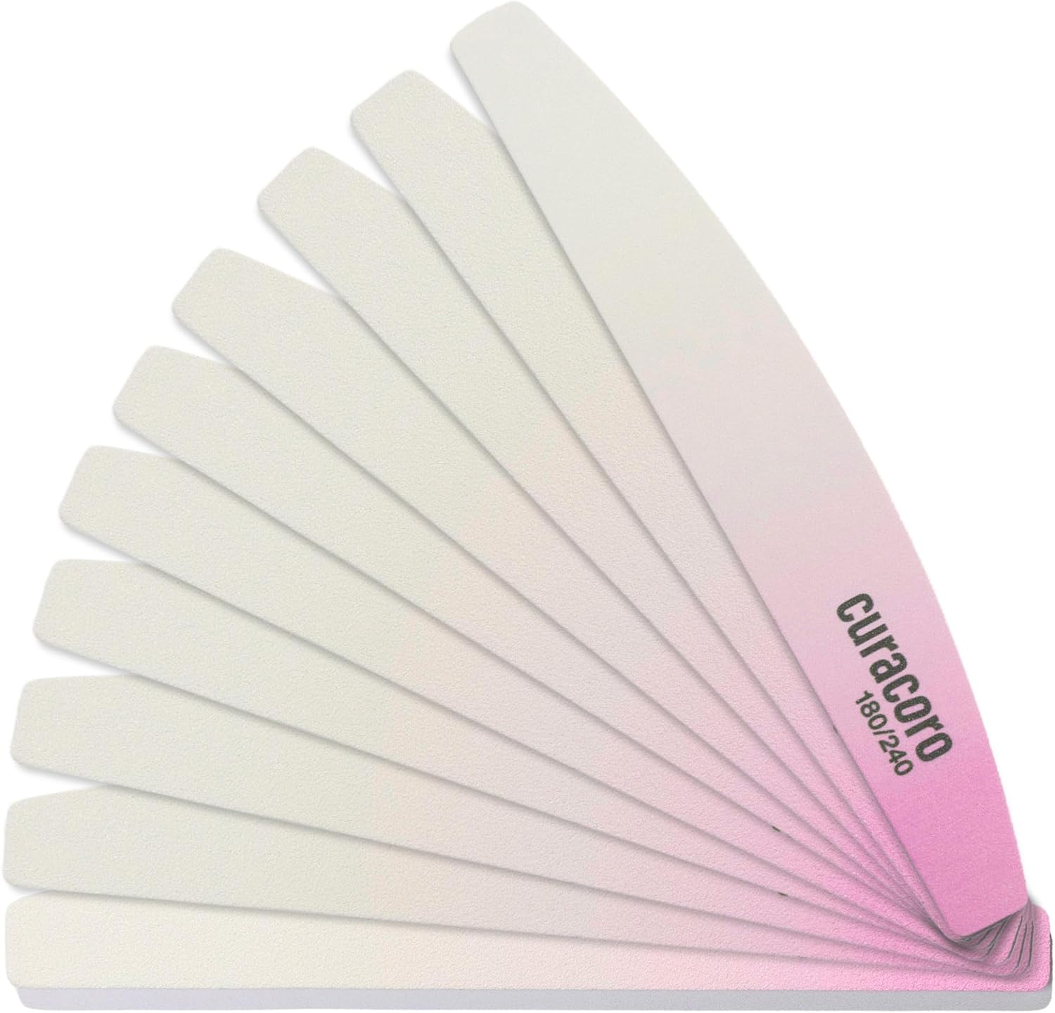 Curacoro 10 PCS Nail File - Professional Half-Moon Nail Files Double Sided Emery Board (180/240 Grit), Washable Nail Files and Buffers, Smooths & Shapes Nails, Manicure & Pedicure Buffing Tools image number 6