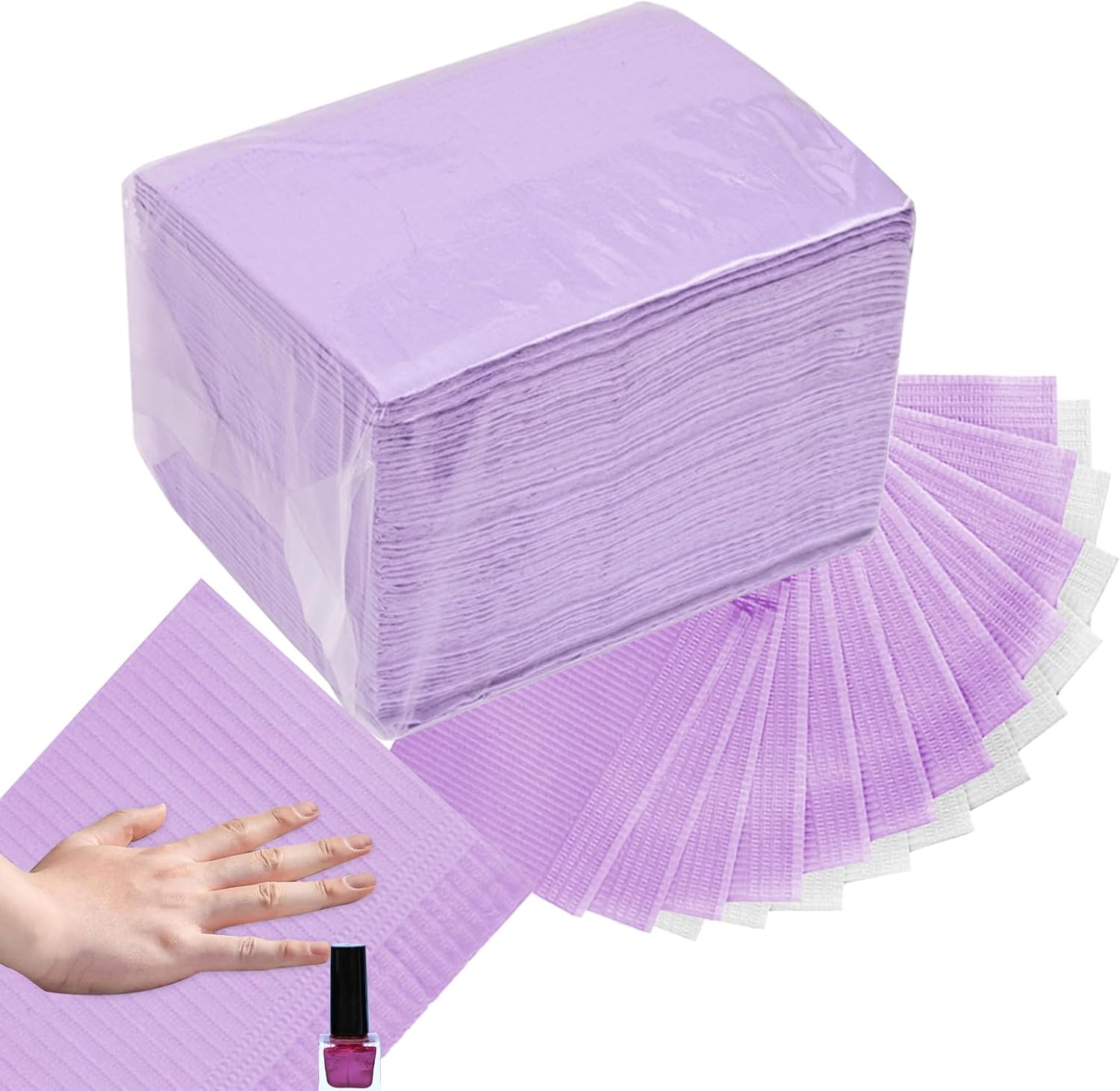 Nail Wipes - Nail Towels | Acrylic Nil | Eyelash Cleaning Wipes | Collar Mats Decoration Kits | 50Pcs Waterproof Pad Manicure Table Mats | Water Absorbing 3-Layer Design Clean Pads for Manicure Remov image number 1