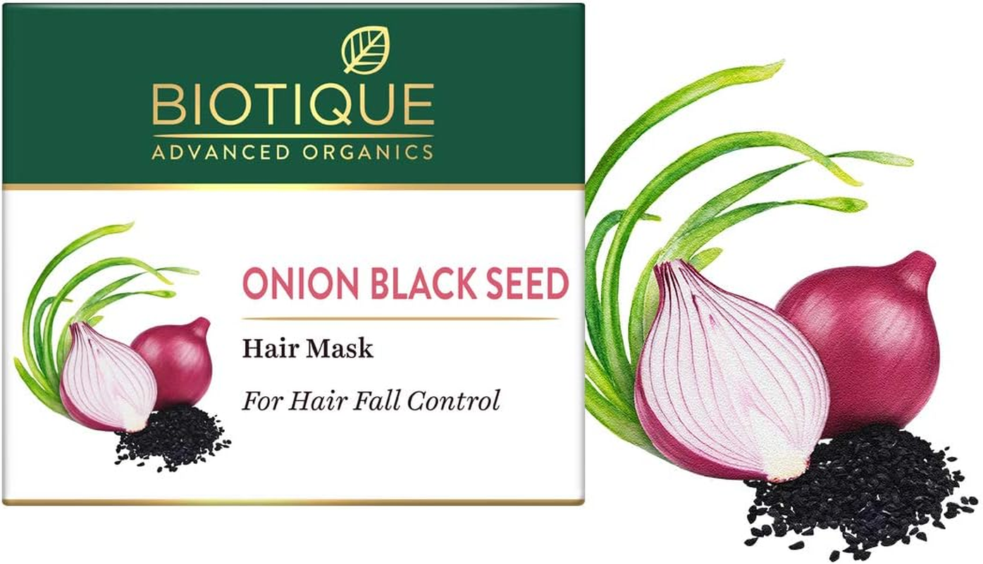 Biotique Onion Black Seed Hair Mask, Ideal for Hair Fall Control, 175G | Hair Nourishment, Hairfall Control