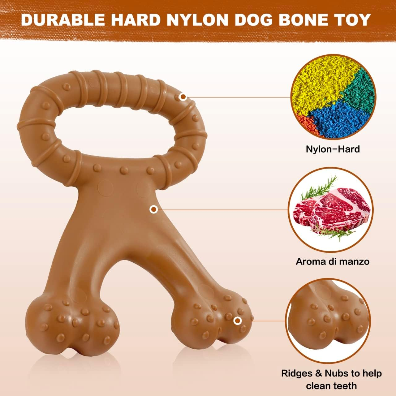 VCCLFSIA Durable Dog Chew Toy for Aggressive Chewers, Real Beef Flavor, Dog Chew Bones for Large, Gigant and Medium Dogs, Pitbull image number 3