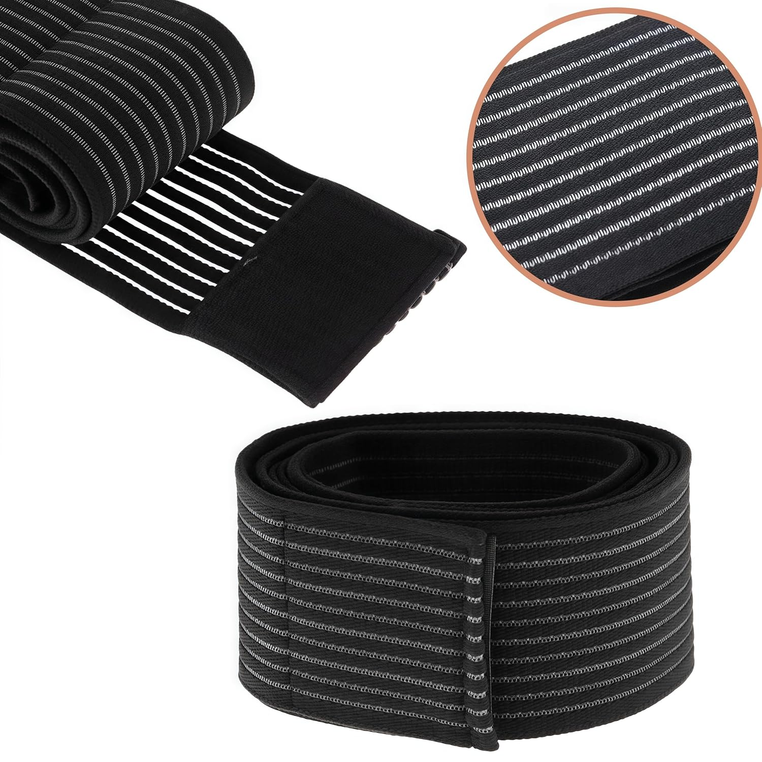 4 Pcs Elastic Calf Compression Bandage Wraps Straps Support,7.5 X 180 Cm Adjustable Stabilizing Leg Sleeve,For Calf Pain Relief,Lower Leg Compression Support,Shin Splint Guard, Football,Black image number 3