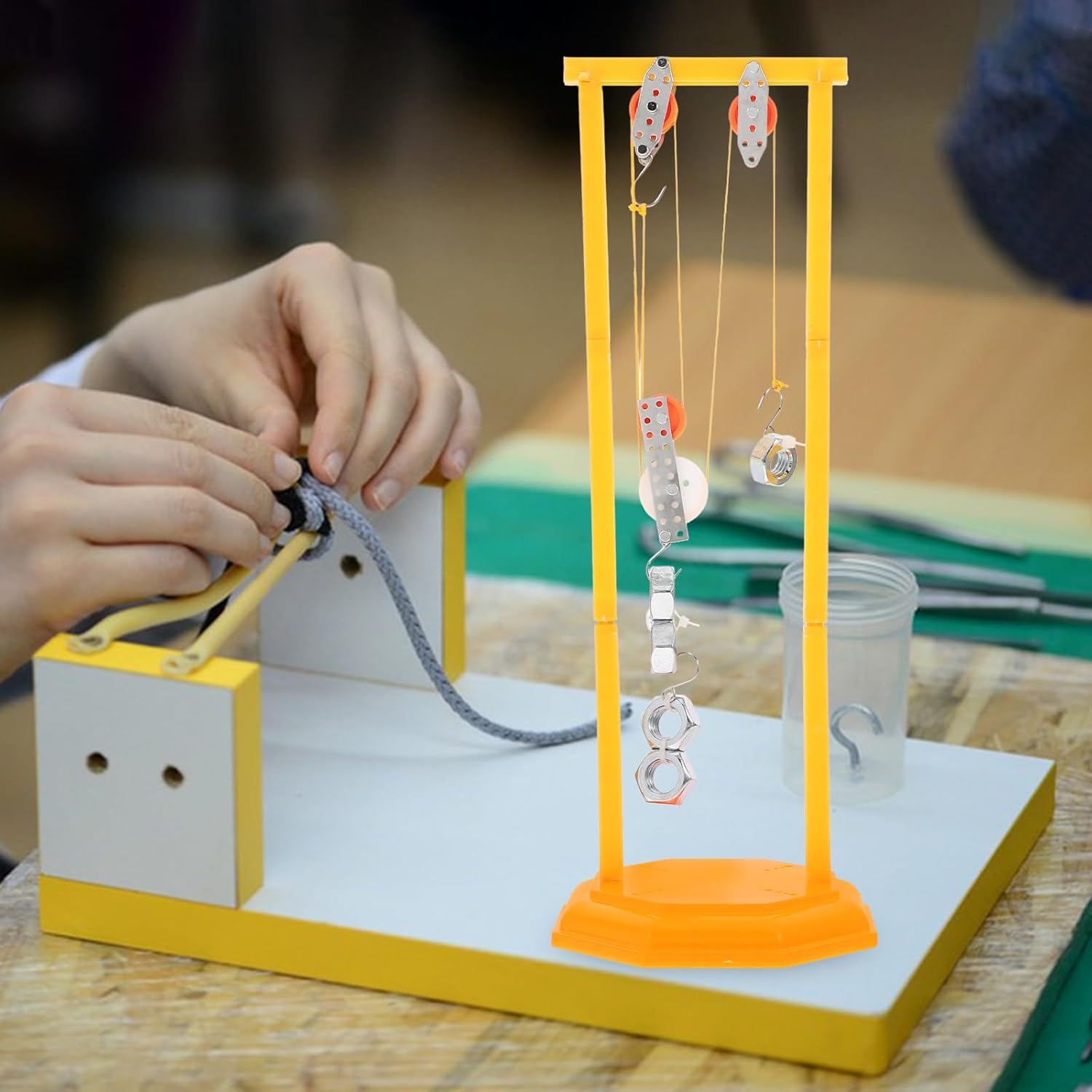 Iplusmile Physics Pulley Experiment Set Toy, Lab Rc Robot Kit Pulley Block Kits DIY Combiaction Educational Science Stem Pulley Kit System image number 6