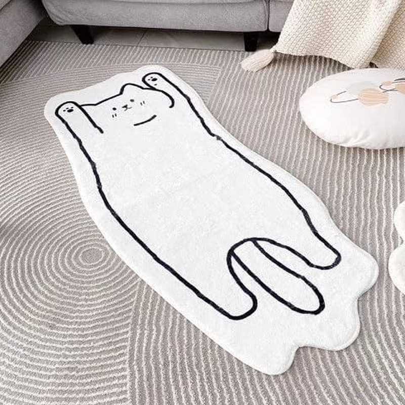 Squishy Dot Floor Carpet, Kitty Pattern Bathroom Mat, Cute Cat Bath Rug, Floor Mat, Super Soft, Absorbent Non-Slip Mat, Fluffy Cartoon Mat for Children, Play Room, Living Room and Bedroom 40X120Cm image number 4
