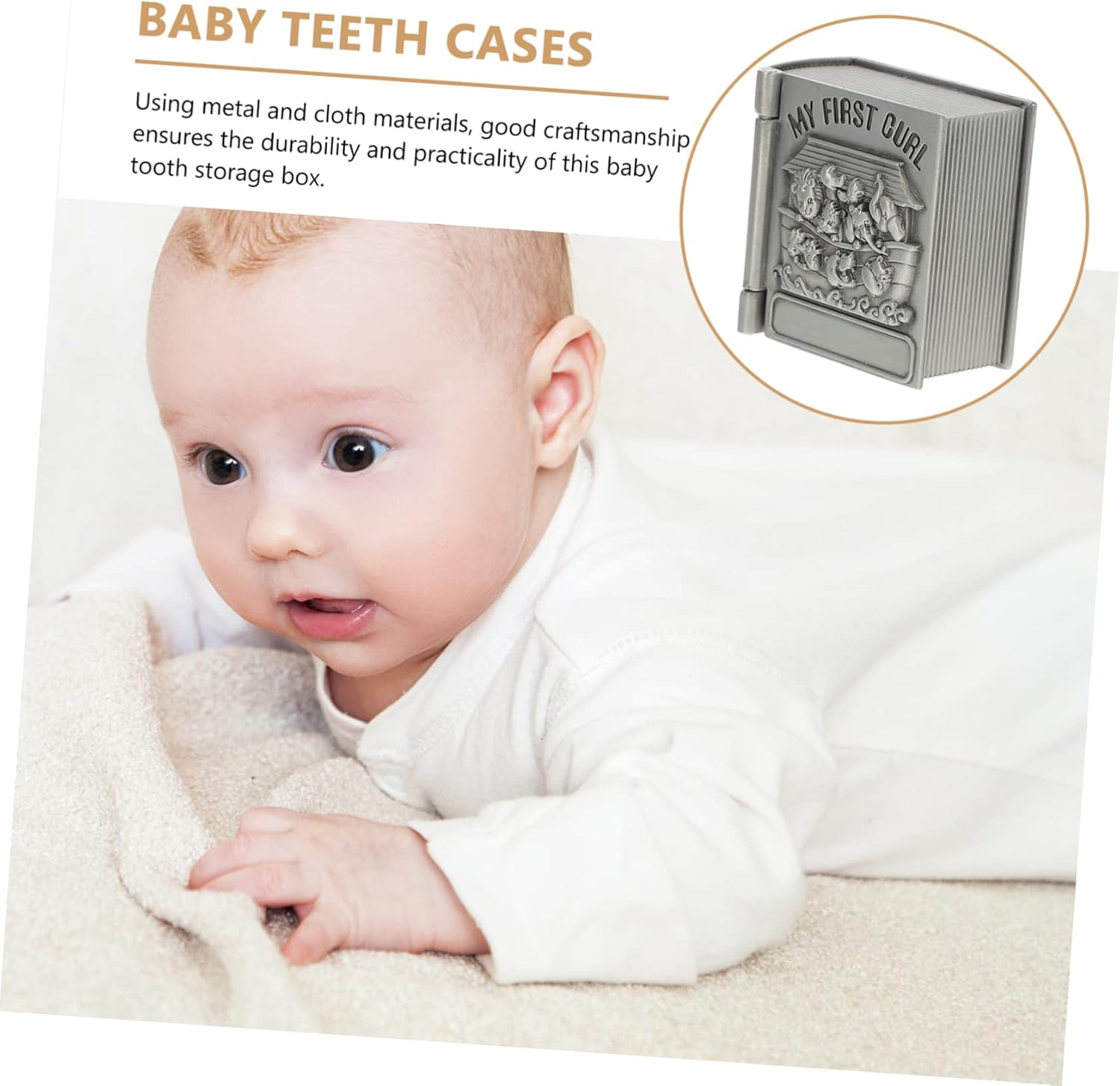 2Pcs Metal Tooth Boxes for Boys and Girls Keepsake First Tooth Storage Box Cases for Born Memory image number 4