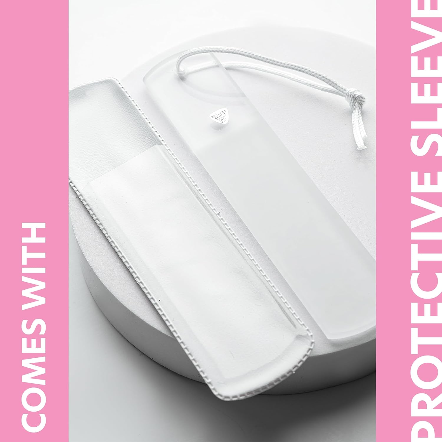 Bona Fide Beauty Czech Glass Foot File with Protective Sleeve, Dual-Sided High Grit Foot Rasp, Foot Scraper with Cord in Clear Color image number 4