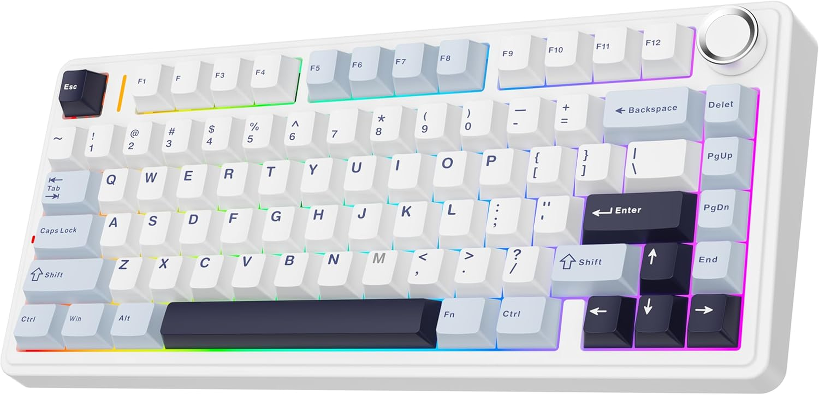 Mechlands Aula F75 PRO 75% Wireless Gaming Keyboard, Gasket Mechanical Custom Keyboard with Five-Layer Padding, Bluetooth/2.4Ghz/Usb-C, Hot Swappable, Knob, RGB, Reaper Switches (Gradient Black)