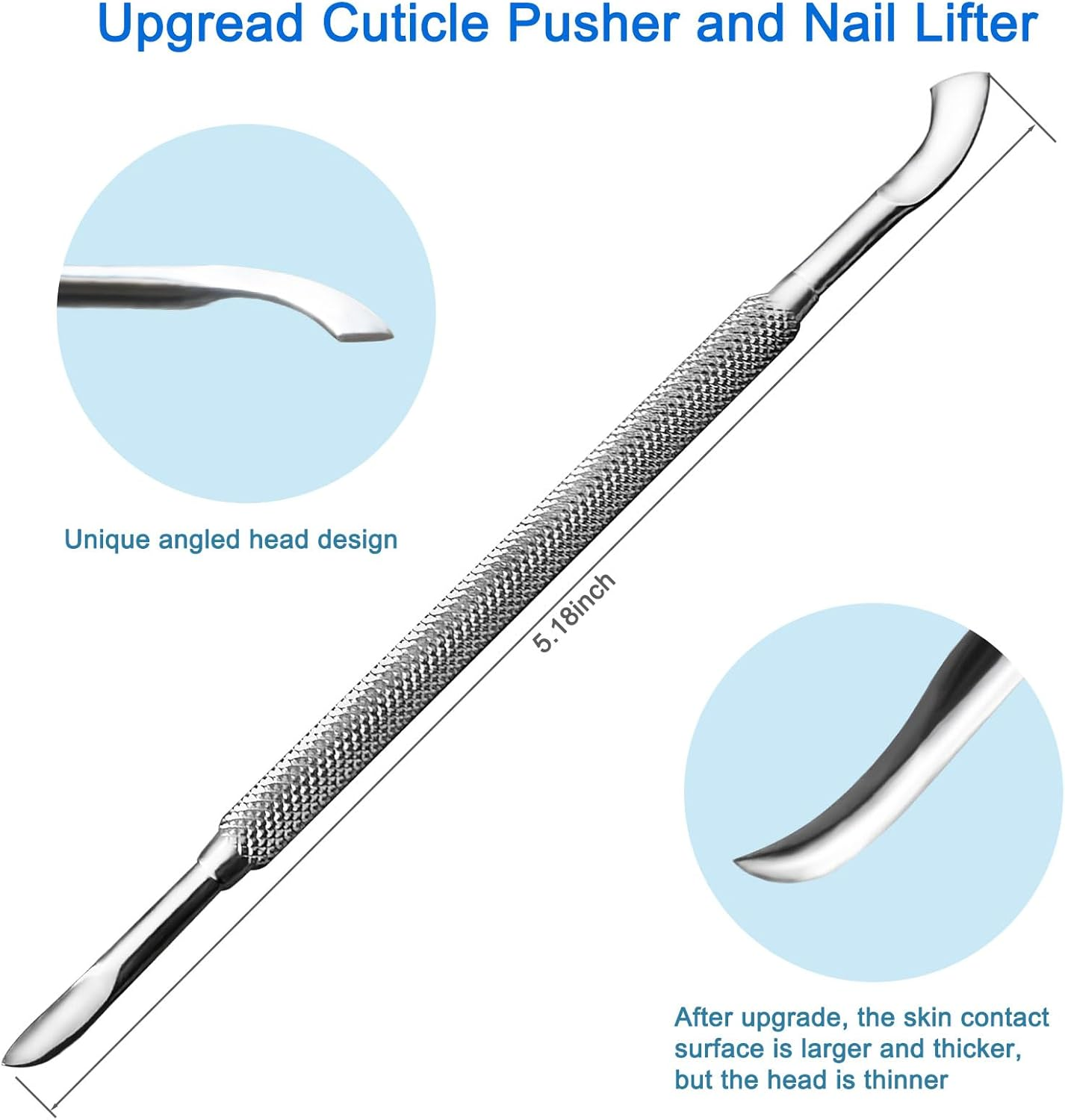 HIFAU Cuticle Pusher and Cuticle Remover Tool Set, 2PCS Premium Stainless Steel Cuticle Trimmer and Nail Polish Removal Tools Set, for Wommen