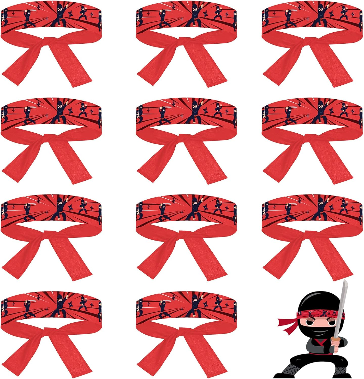 ZOIIWA 24 Pcs Ninja Headband Ninja Birthday Party Decorations