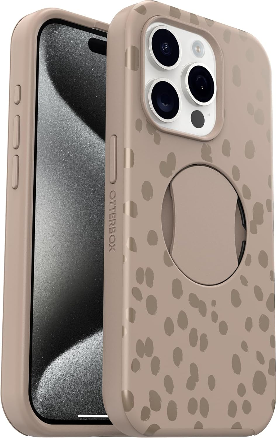 Otterbox Iphone 15 Pro (Only) Ottergrip Symmetry Series Case - on the SPOT (Brown), Built-In Grip, Sleek Case, Snaps to Magsafe, Raised Edges Protect Camera & Screen - Iron Camo image number 2