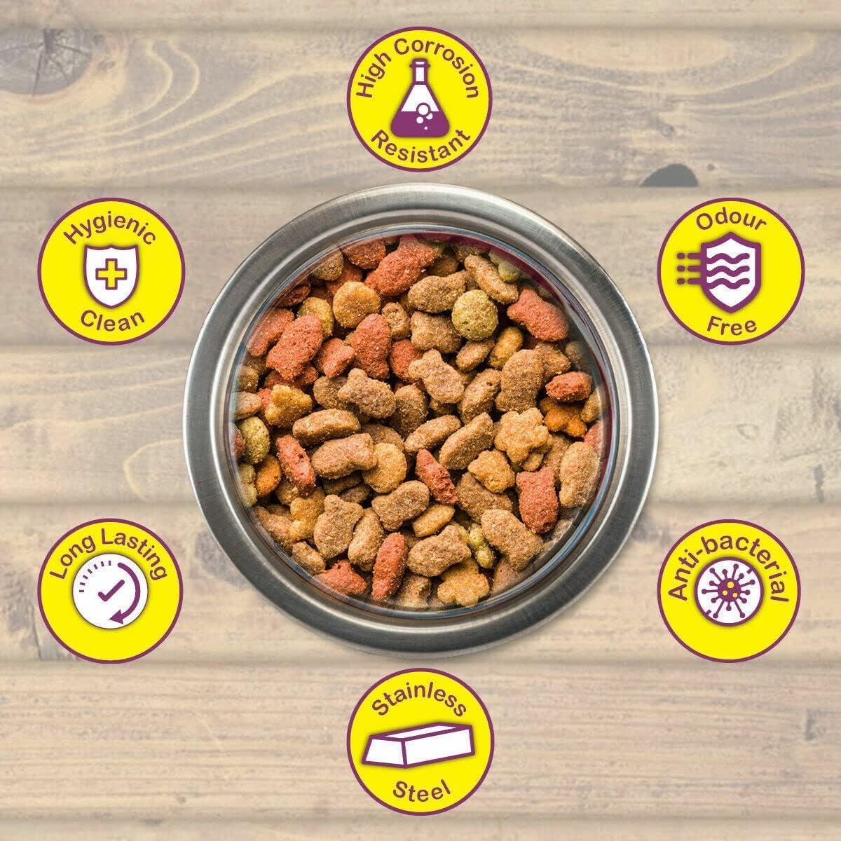 [4PCE] Pet Basic Stainless Steel Dog Bowl, Elegant Dining for Your Furry Friend, Durable and Stylish Dish for Dogs image number 1