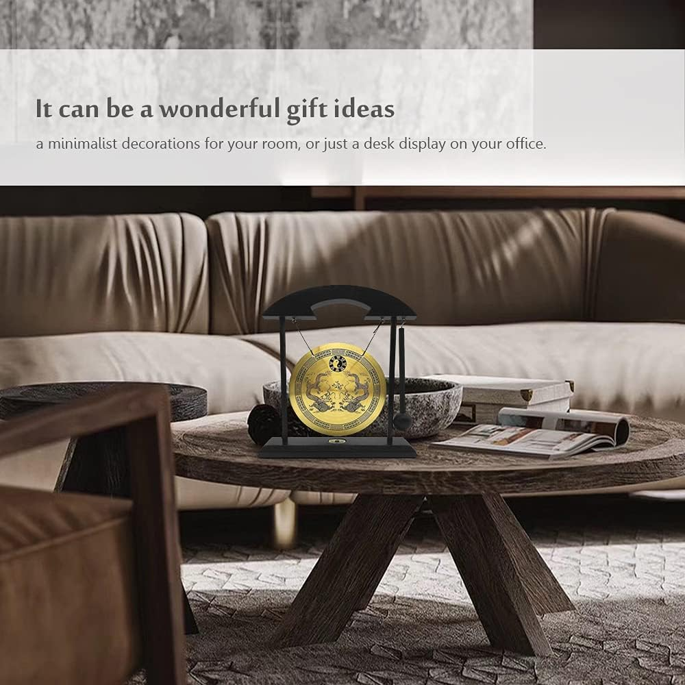 Mini Gong Percussion Instrument, Desktop Gong, Mini Gong, Table Gong Percussion Instruments with Mallet for Home Decor Housewarming, Twelve Chinese Zodiac, Coppter+Wood (Double image number 3