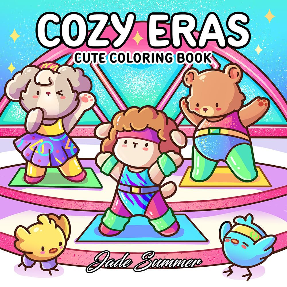 Cozy Eras: Cute Coloring Book for Adults and Teens with Adorable Characters and Nostalgic Scenes for Relaxation image number 6