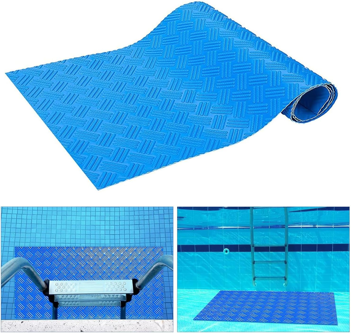 Swimming Pool Ladder Step Mat 16"X36" Non-Slip Protective Stability Swimming Pool Step Pad Waterproof Pool Mat anti Slip Protector Pad for above Ground Pools Liner and Stairs image number 1